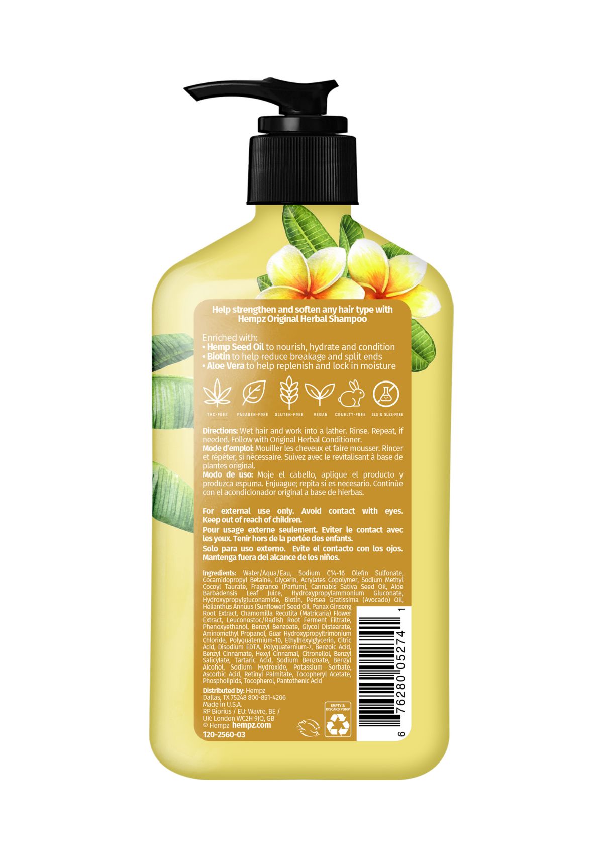 Original Floral Banana Herbal Shampoo with Vegan Biotin & Aloe Vera for All Hair Types