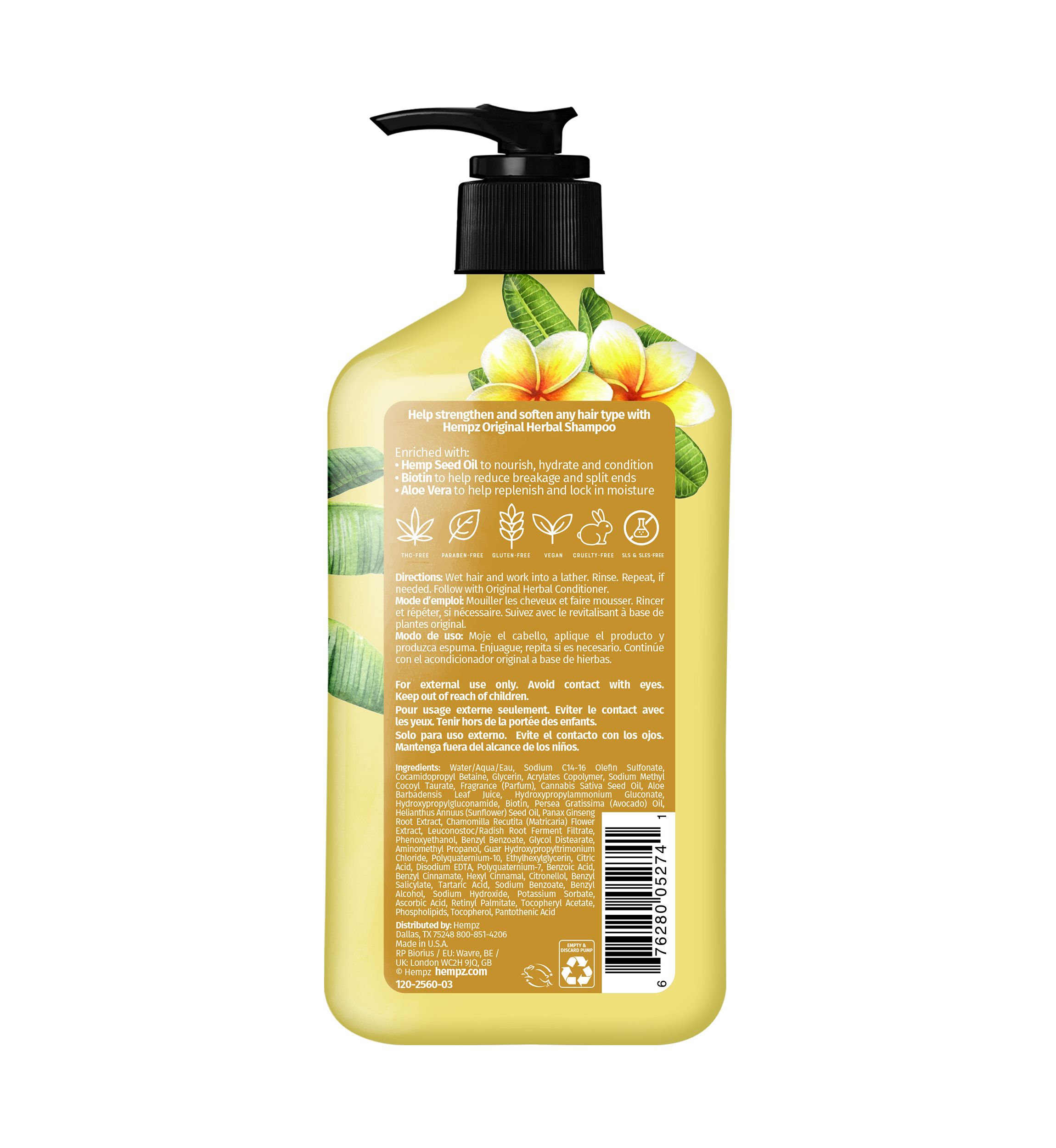 Original Floral Banana Herbal Shampoo with Vegan Biotin & Aloe Vera for All Hair Types