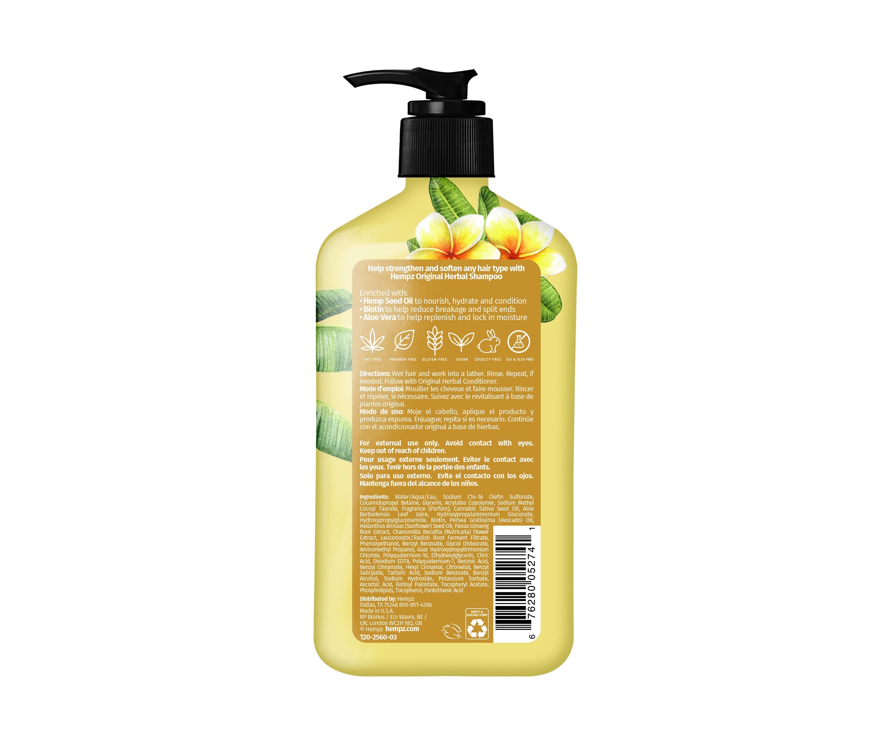 Original Floral Banana Herbal Shampoo with Vegan Biotin & Aloe Vera for All Hair Types