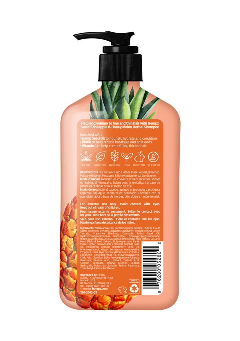 Sweet Pineapple & Honey Melon Herbal Shampoo with Vegan Biotin & Vitamin C for Thin/Fine Hair