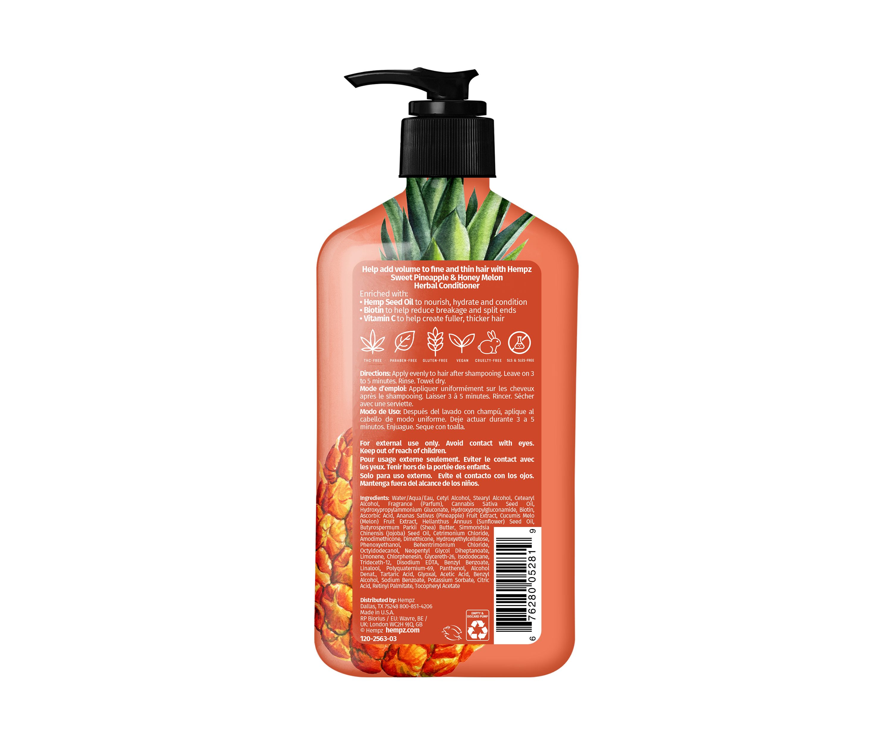 Sweet Pineapple & Honey Melon Herbal Conditioner with Vegan Biotin & Vitamin C for Thin/Fine Hair