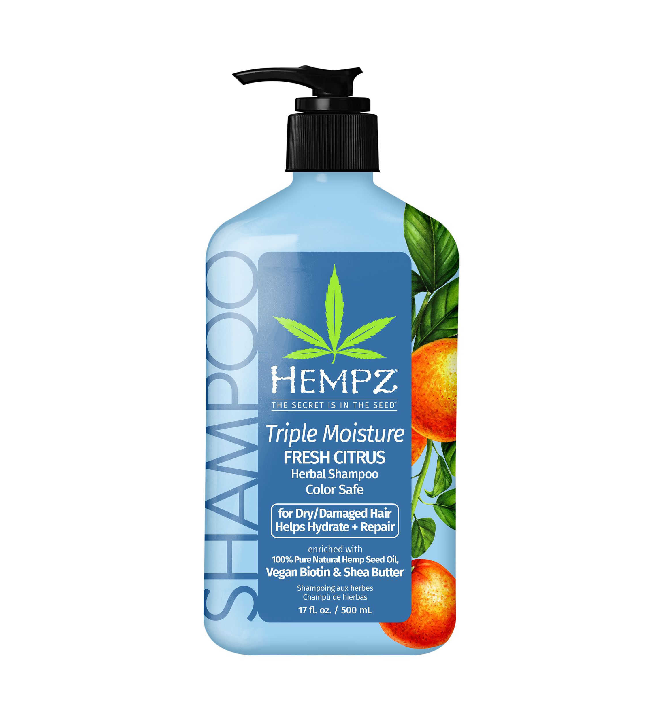 Triple Moisture Fresh Citrus Herbal Shampoo with Vegan Biotin & Shea Butter for Dry/Damaged Hair