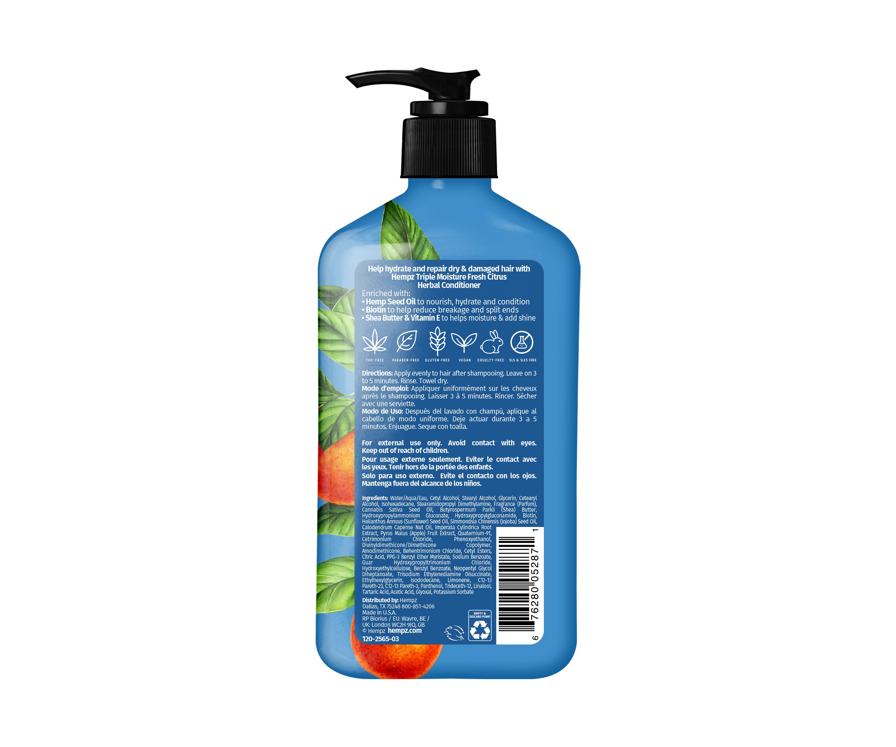Triple Moisture Fresh Citrus Herbal Conditioner with Vegan Biotin & Shea Butter for Dry/Damaged Hair