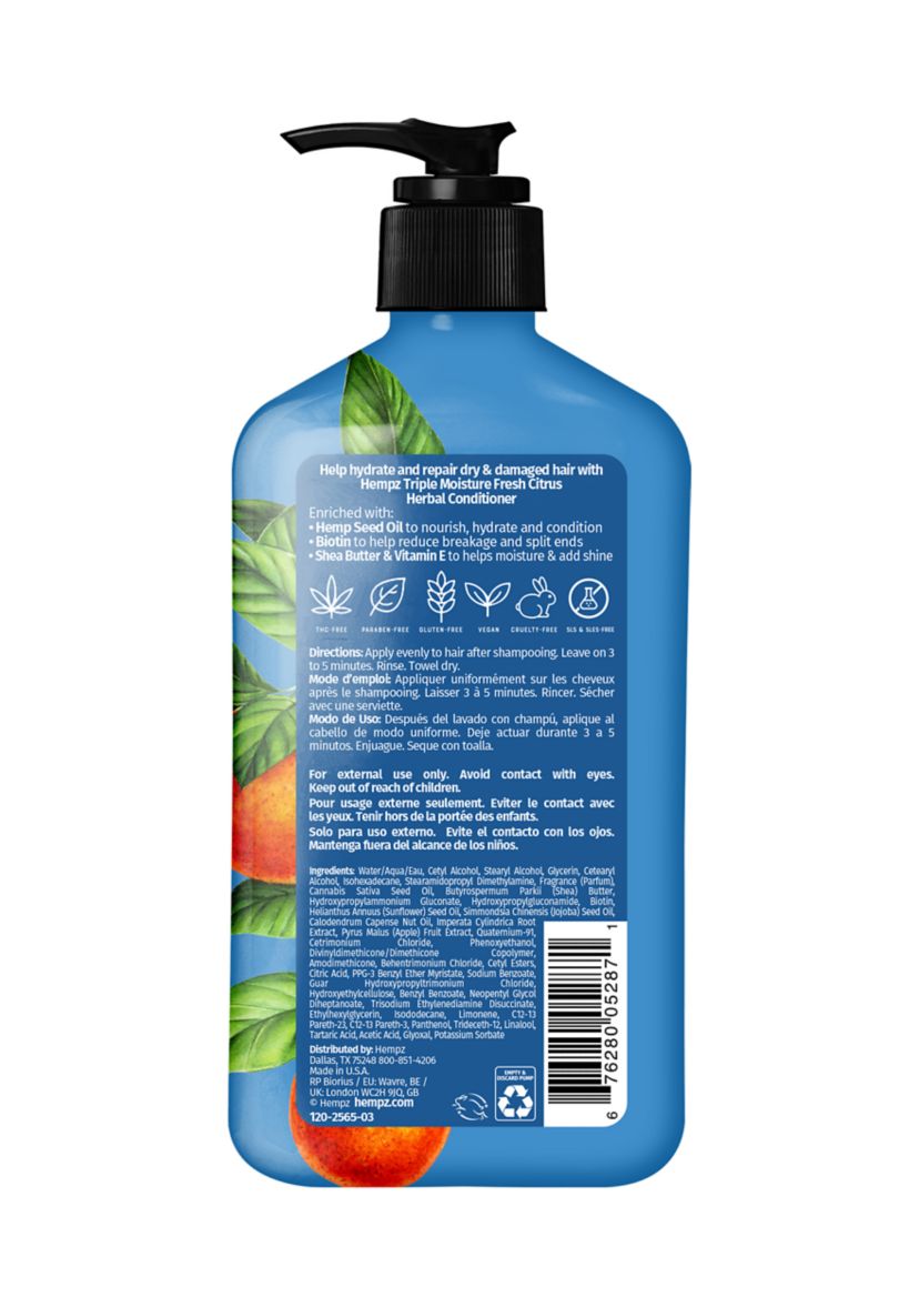 Triple Moisture Fresh Citrus Herbal Conditioner with Vegan Biotin & Shea Butter for Dry/Damaged Hair