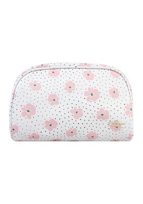 The Vintage Cosmetic Company Floral Faux Leather Cosmetic Bag, Pink
