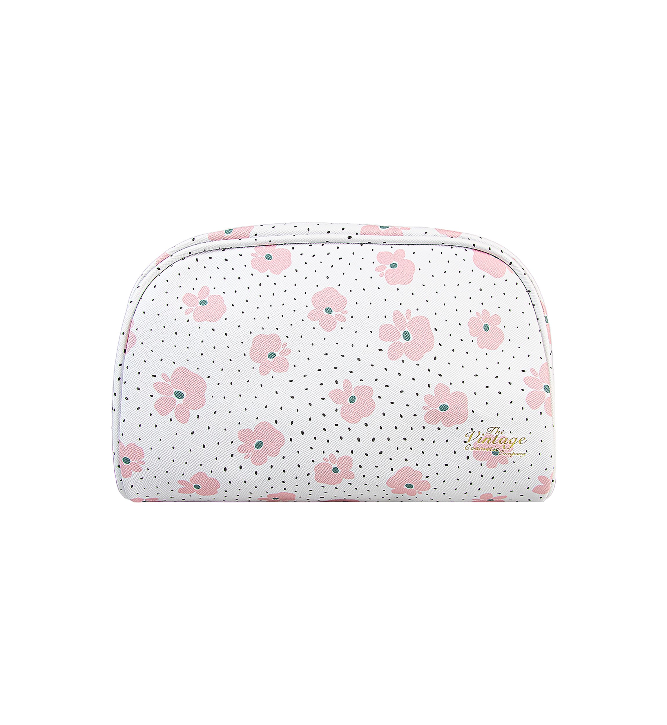 Floral Faux Leather Cosmetic Bag