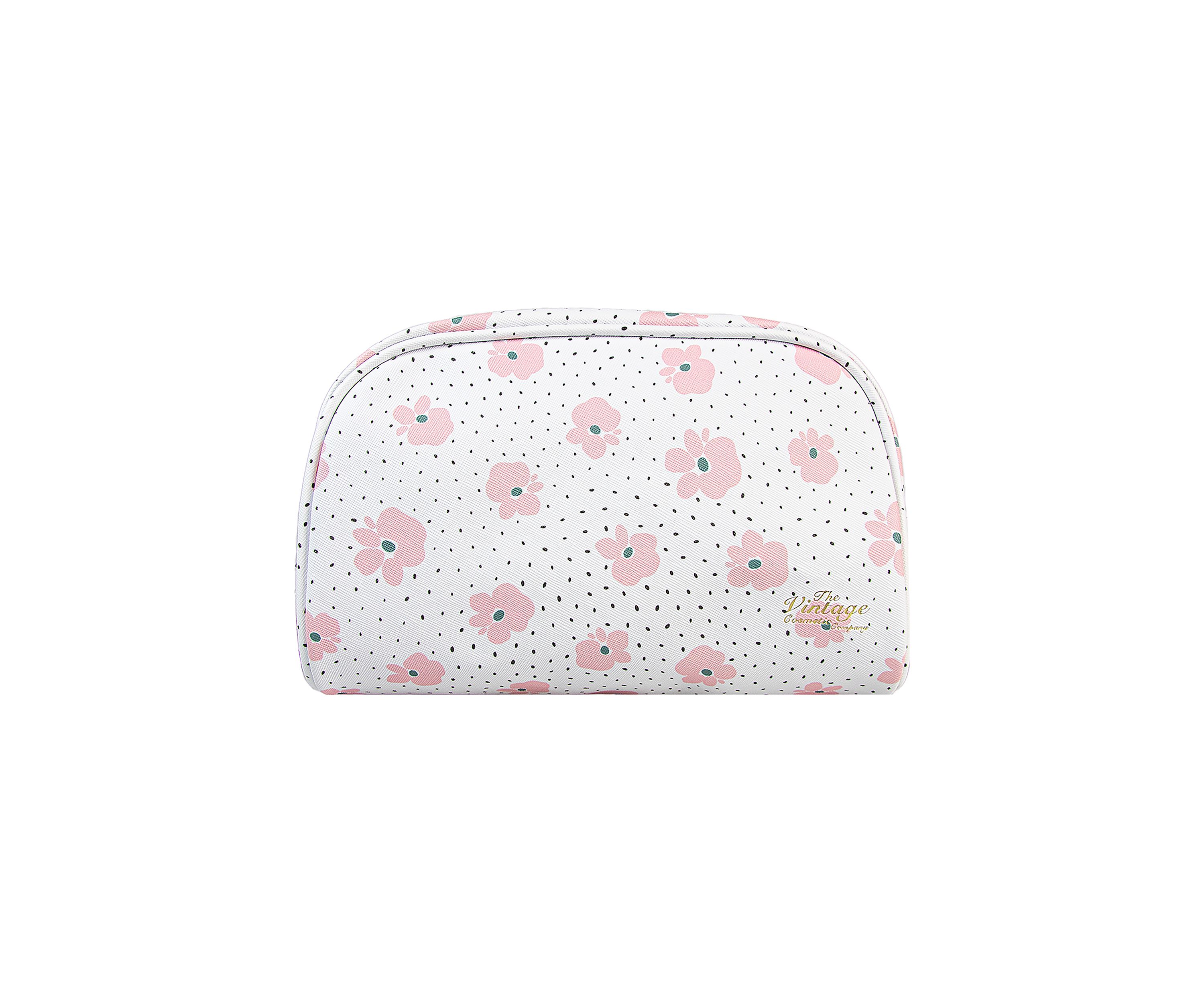 Floral Faux Leather Cosmetic Bag