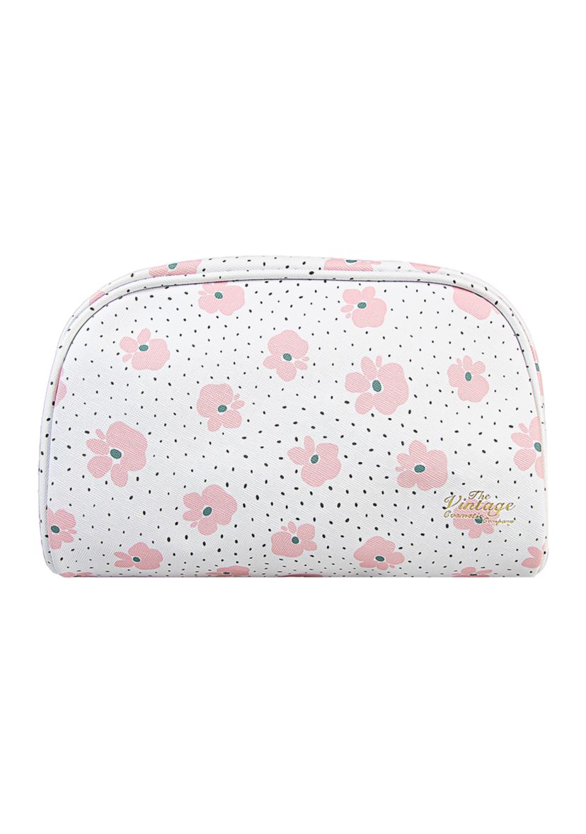 Floral Faux Leather Cosmetic Bag
