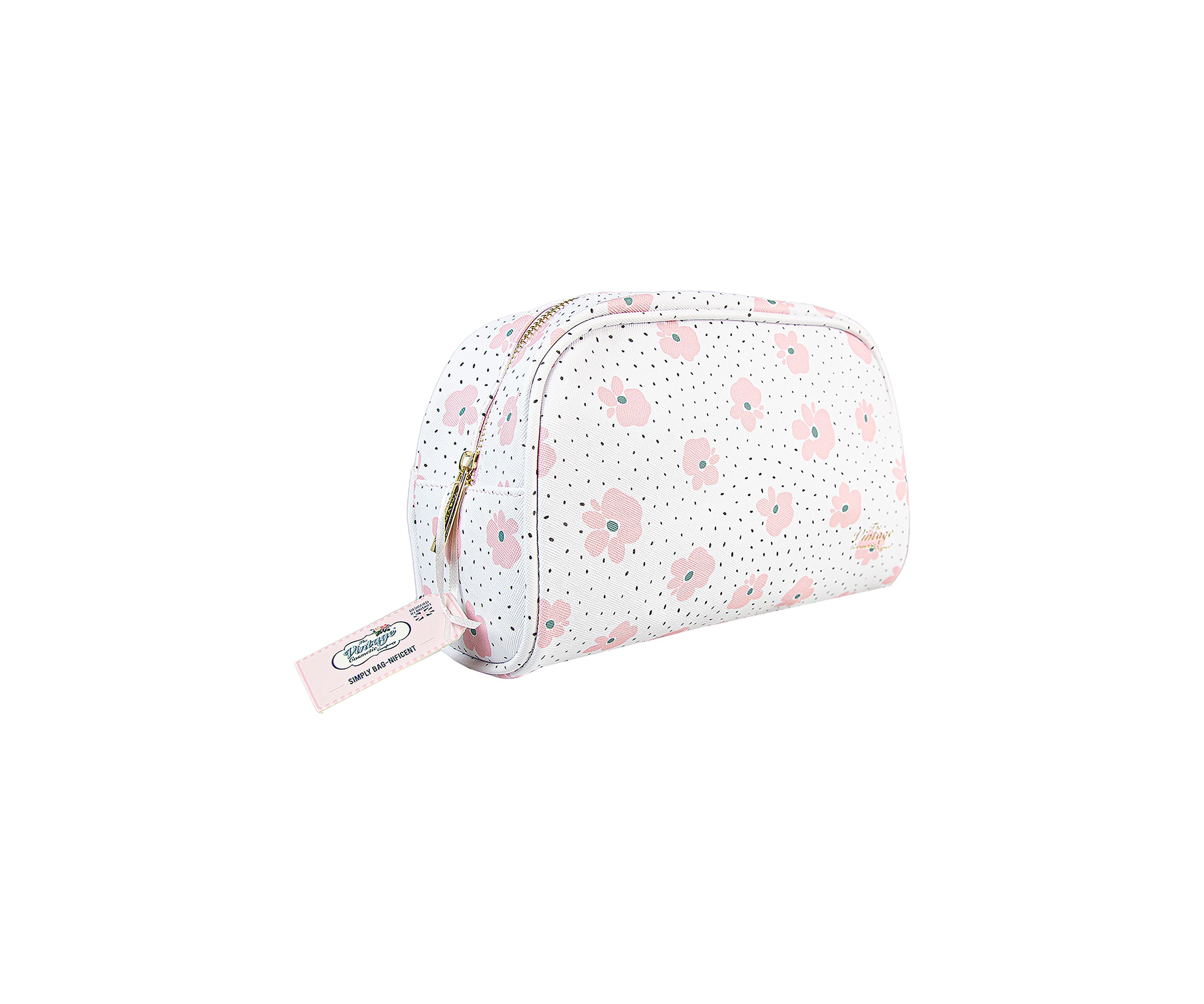 Floral Faux Leather Cosmetic Bag