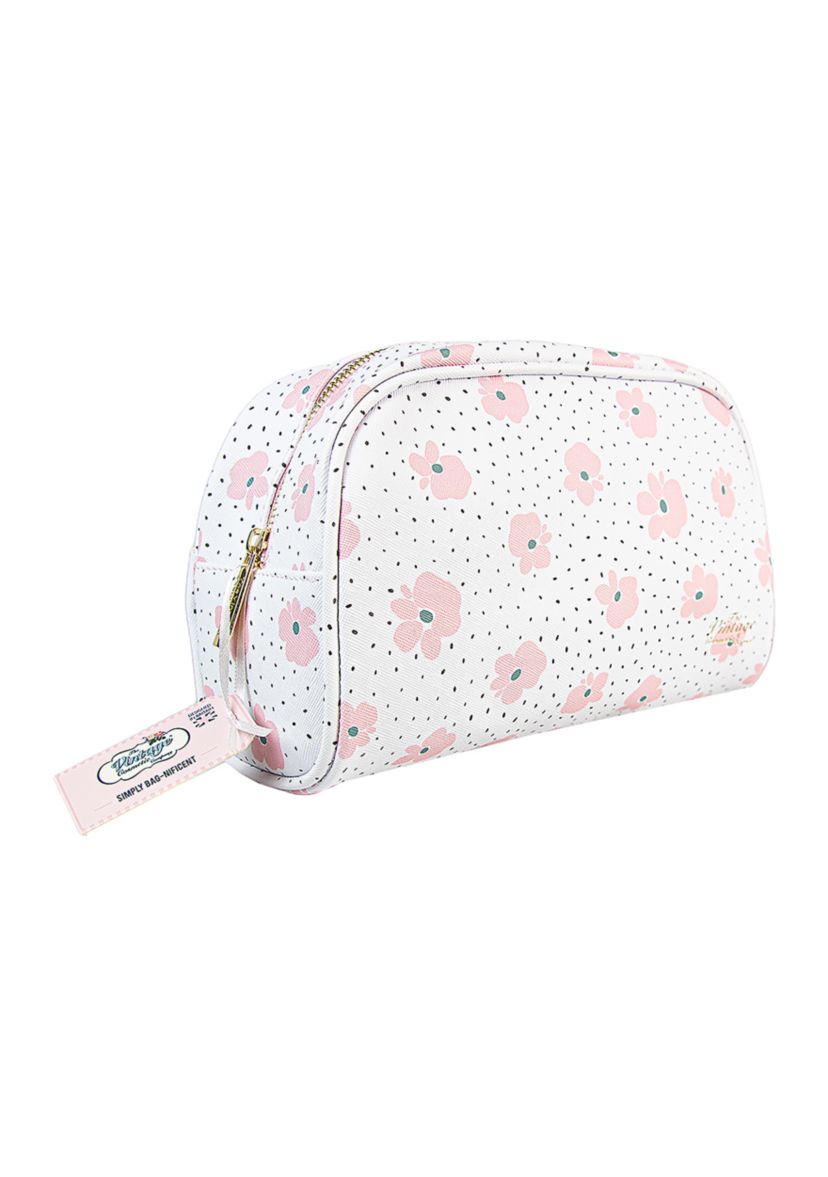 Floral Faux Leather Cosmetic Bag