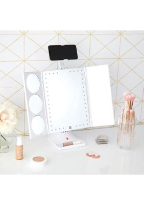 LED Mirror with Phone Holder and Speaker 