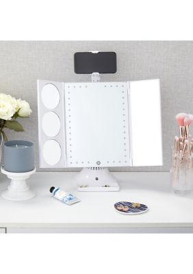 LED Mirror with Phone Holder and Speaker 