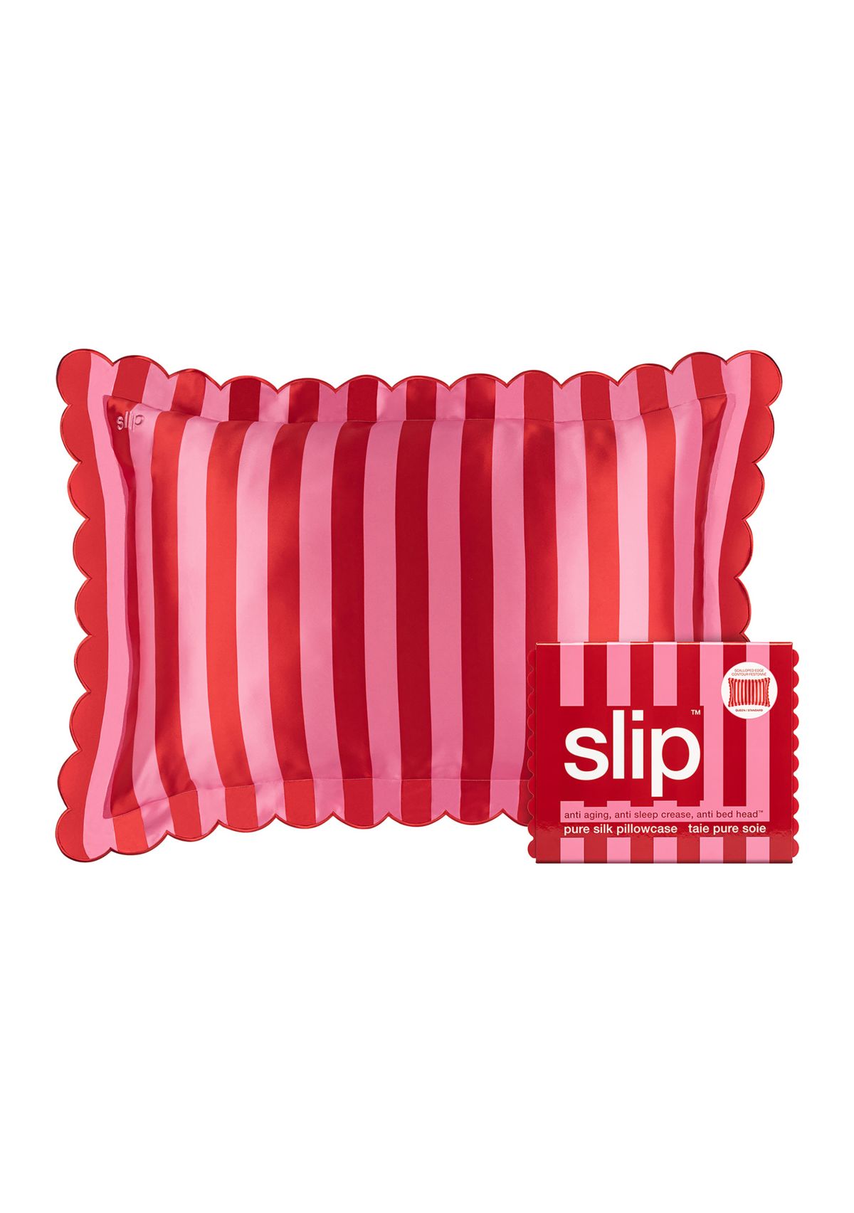 Pure Silk Queen Pillowcase with Scalloped Edge