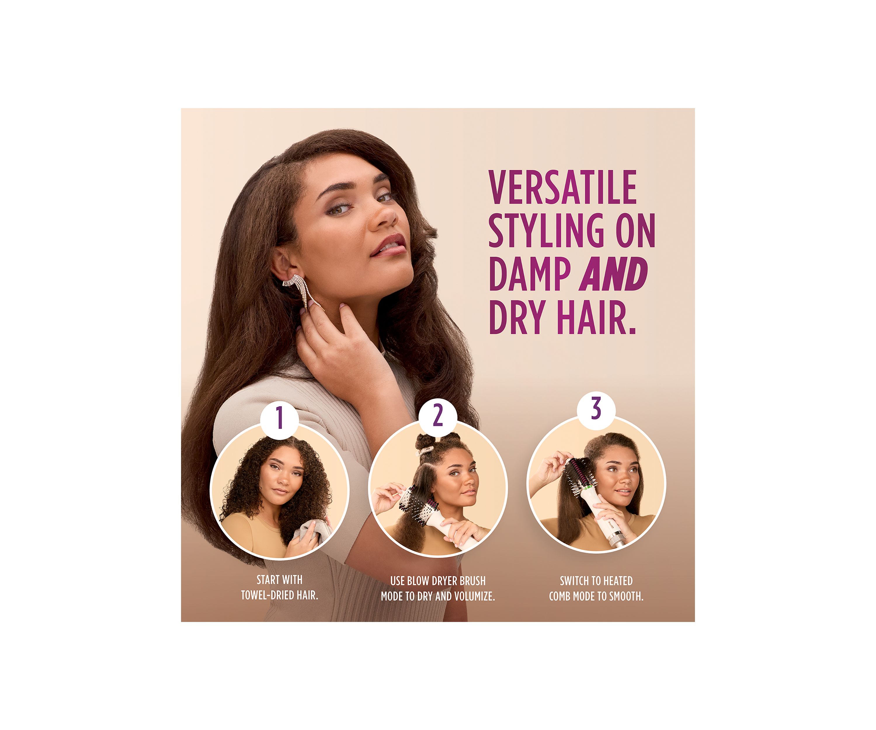 SmoothStyle™ Heated Comb & Blow Dryer Brush With Storage Bag