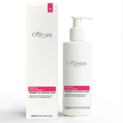 skinChemists Balancing Vitamin C & Glycolic Acid Anti-Aging Cream Cleanser 200ml, White