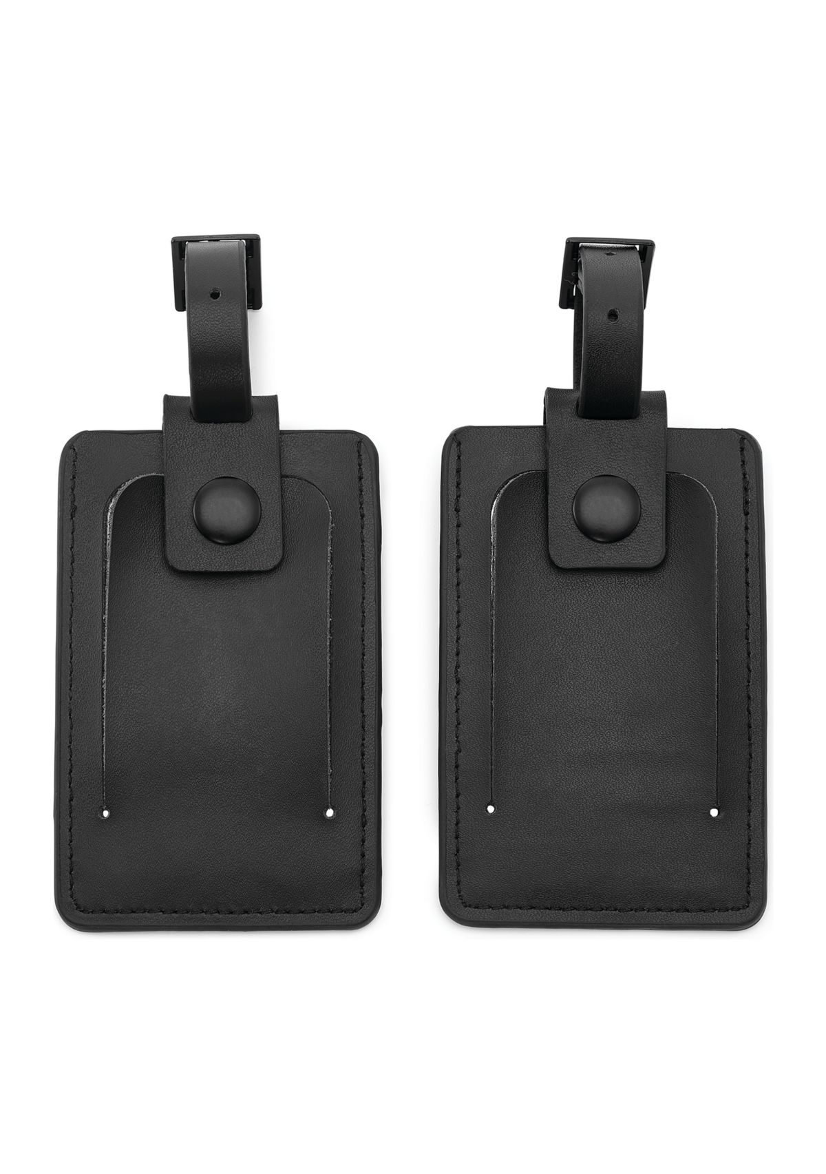 Leather 2 Pack Black Luggage Tag