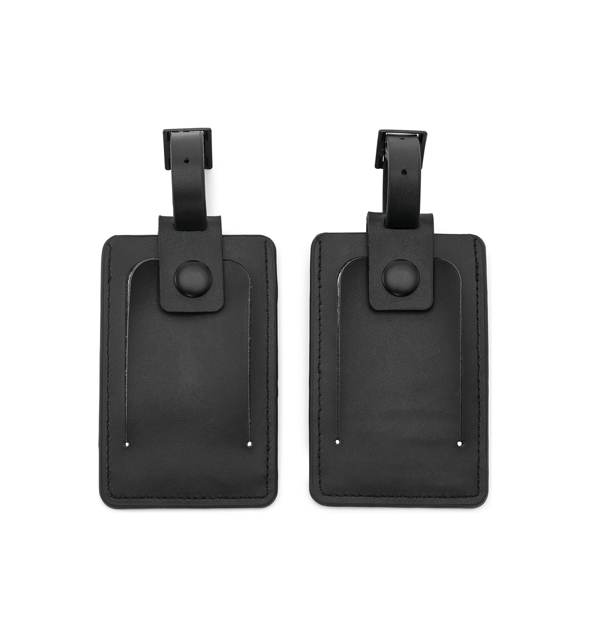 Leather 2 Pack Black Luggage Tag