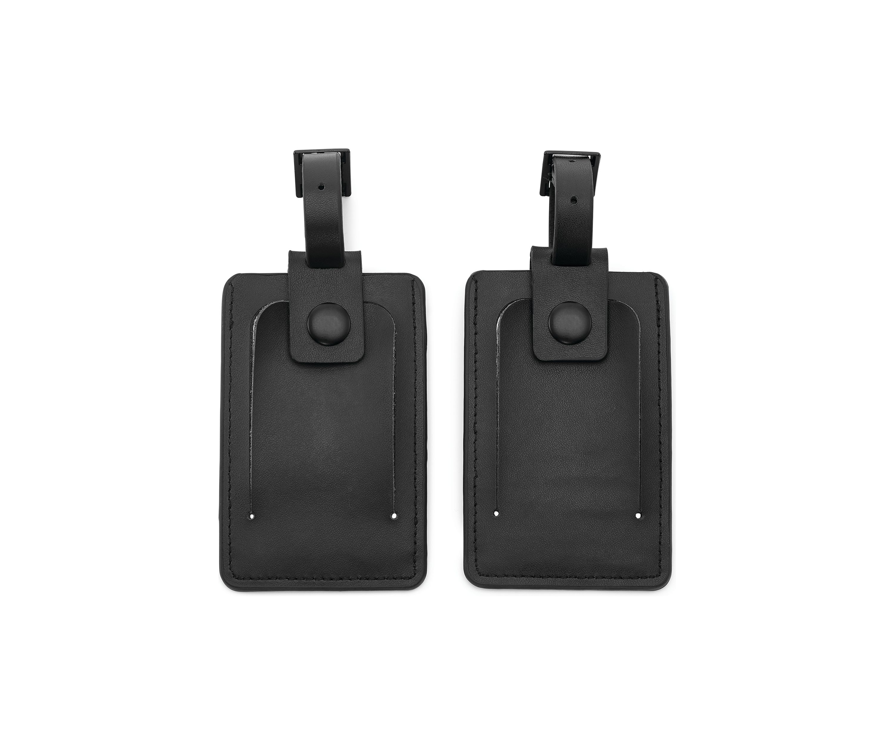 Leather 2 Pack Black Luggage Tag