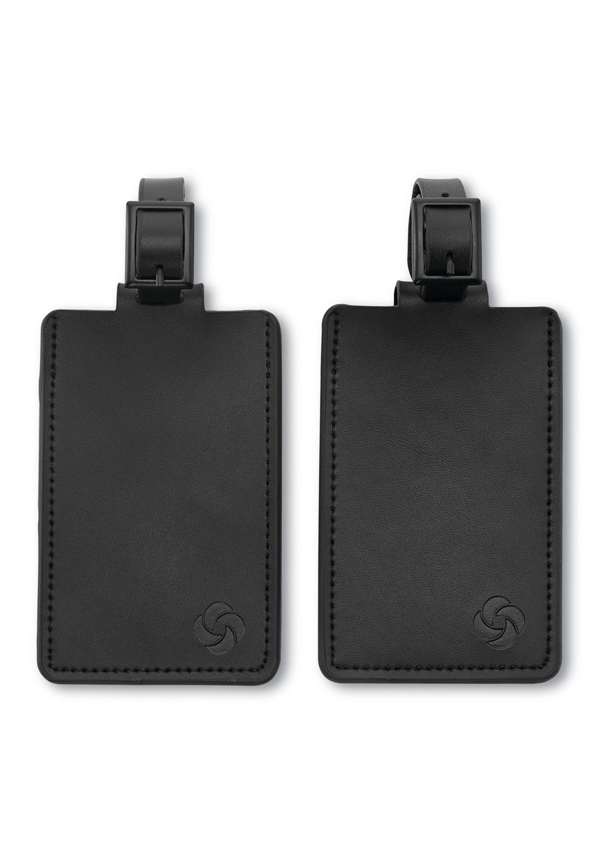 Leather 2 Pack Black Luggage Tag