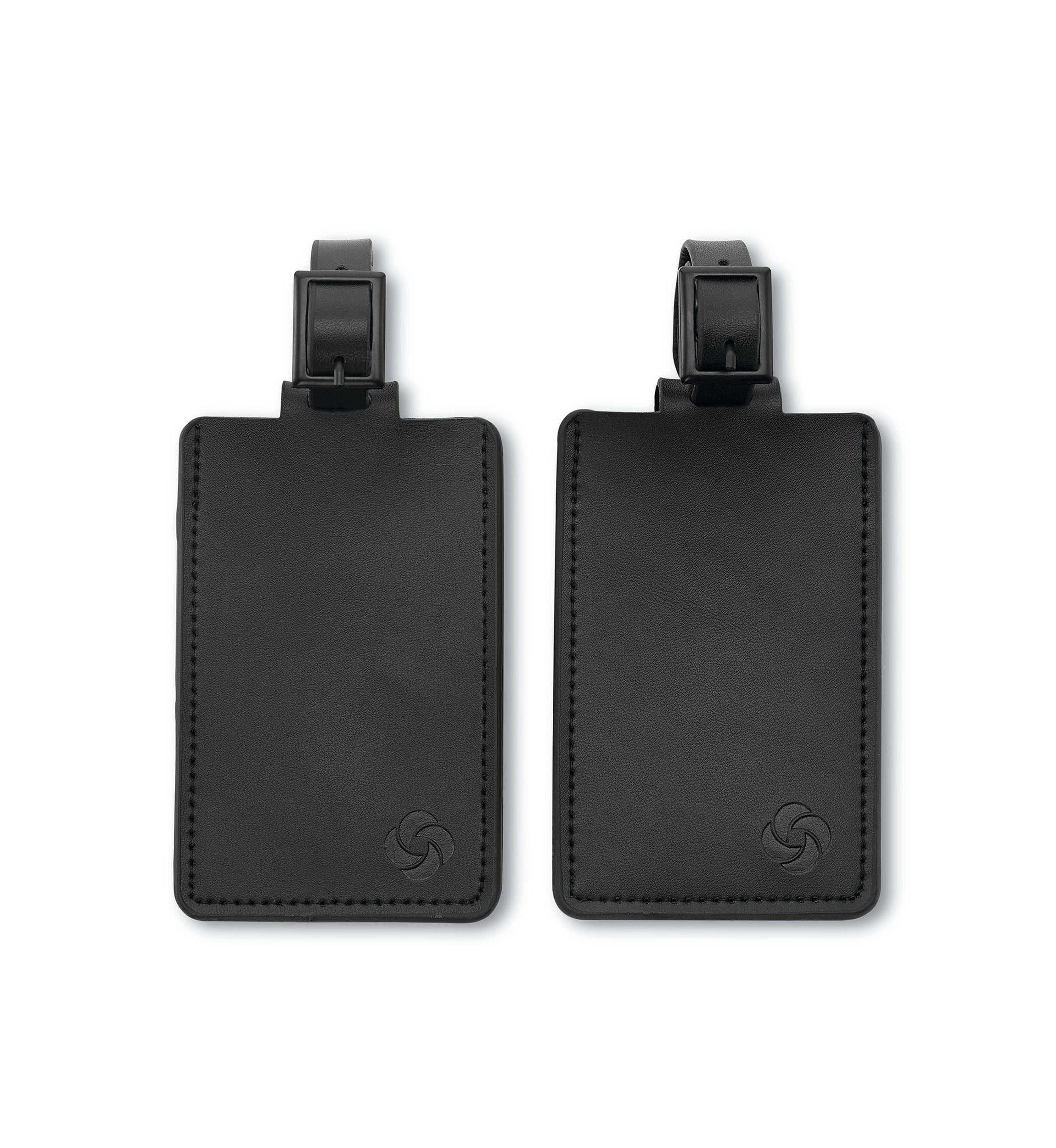 Leather 2 Pack Black Luggage Tag