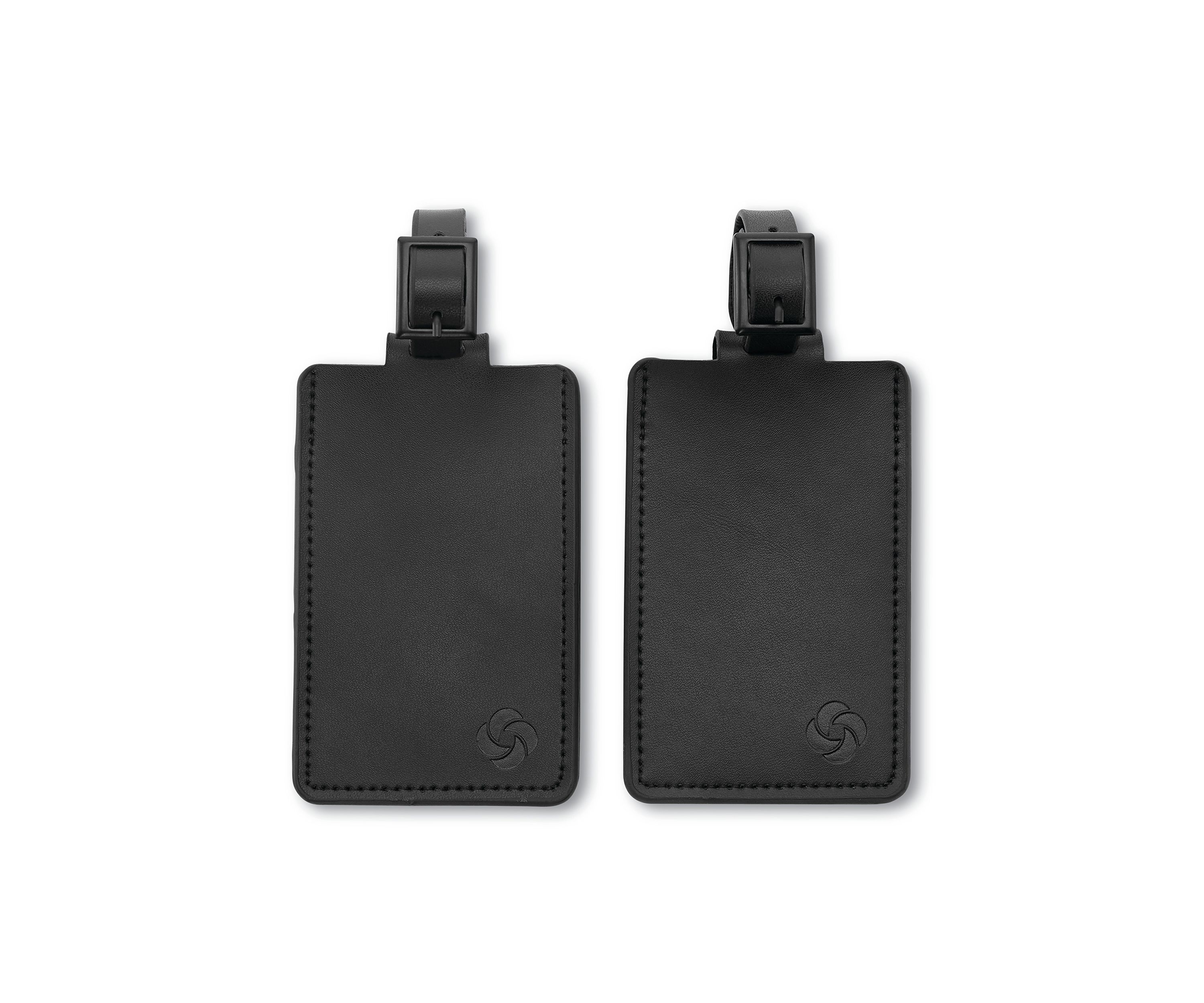 Leather 2 Pack Black Luggage Tag