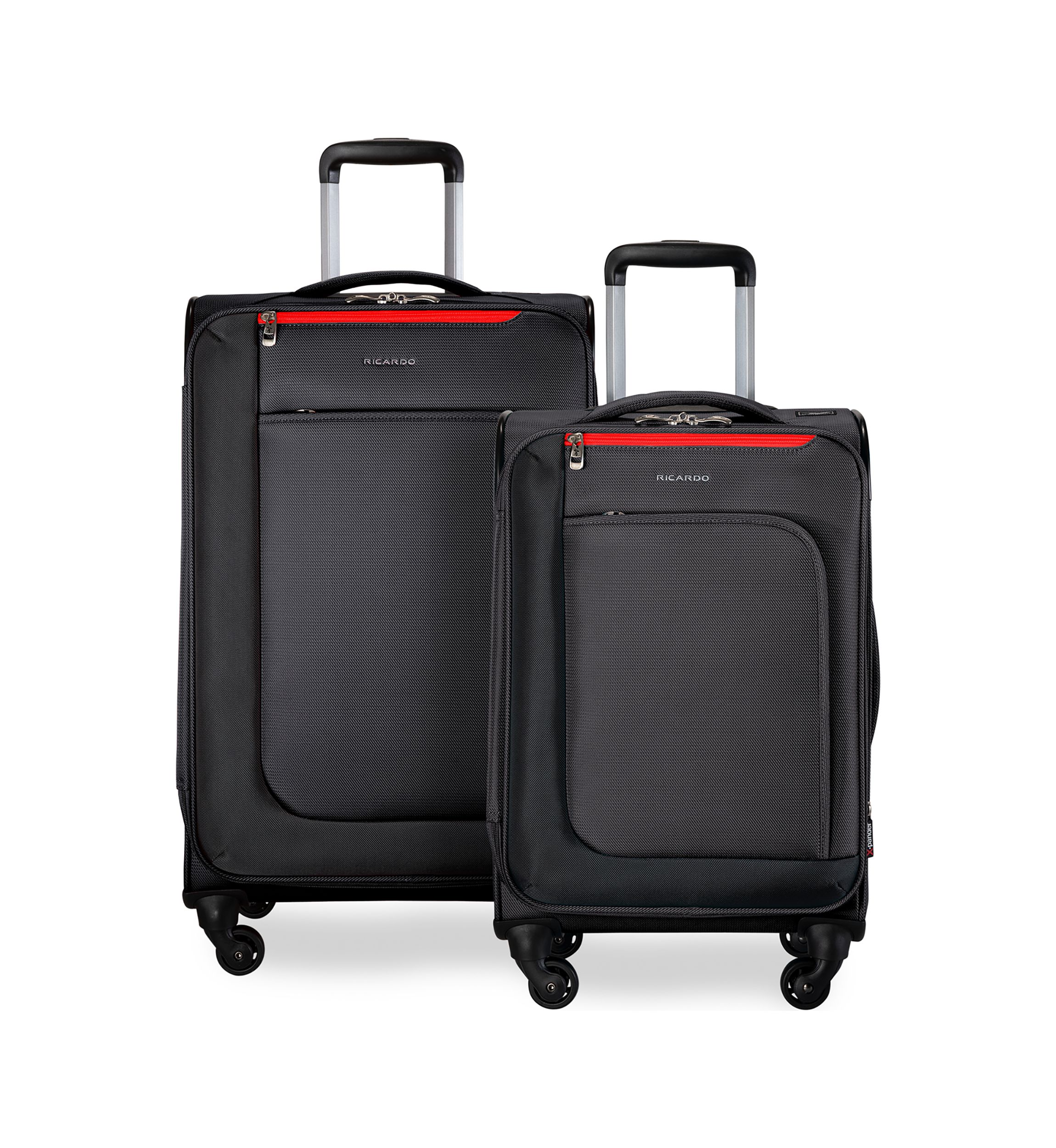 Belvista Soft Side Two Piece Travel Set: 20" and 24" Black Spinner Cases
