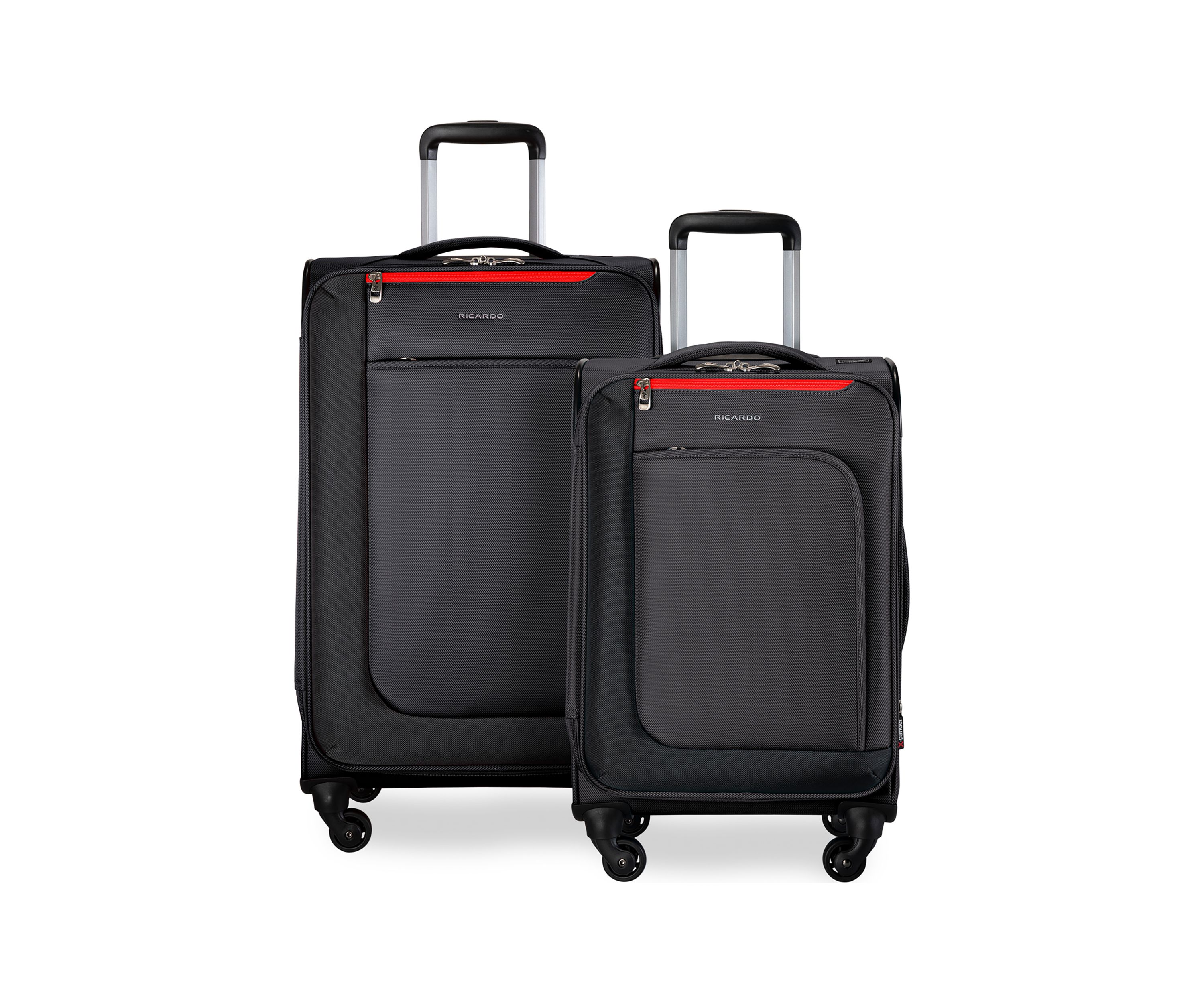 Belvista Soft Side Two Piece Travel Set: 20" and 24" Black Spinner Cases