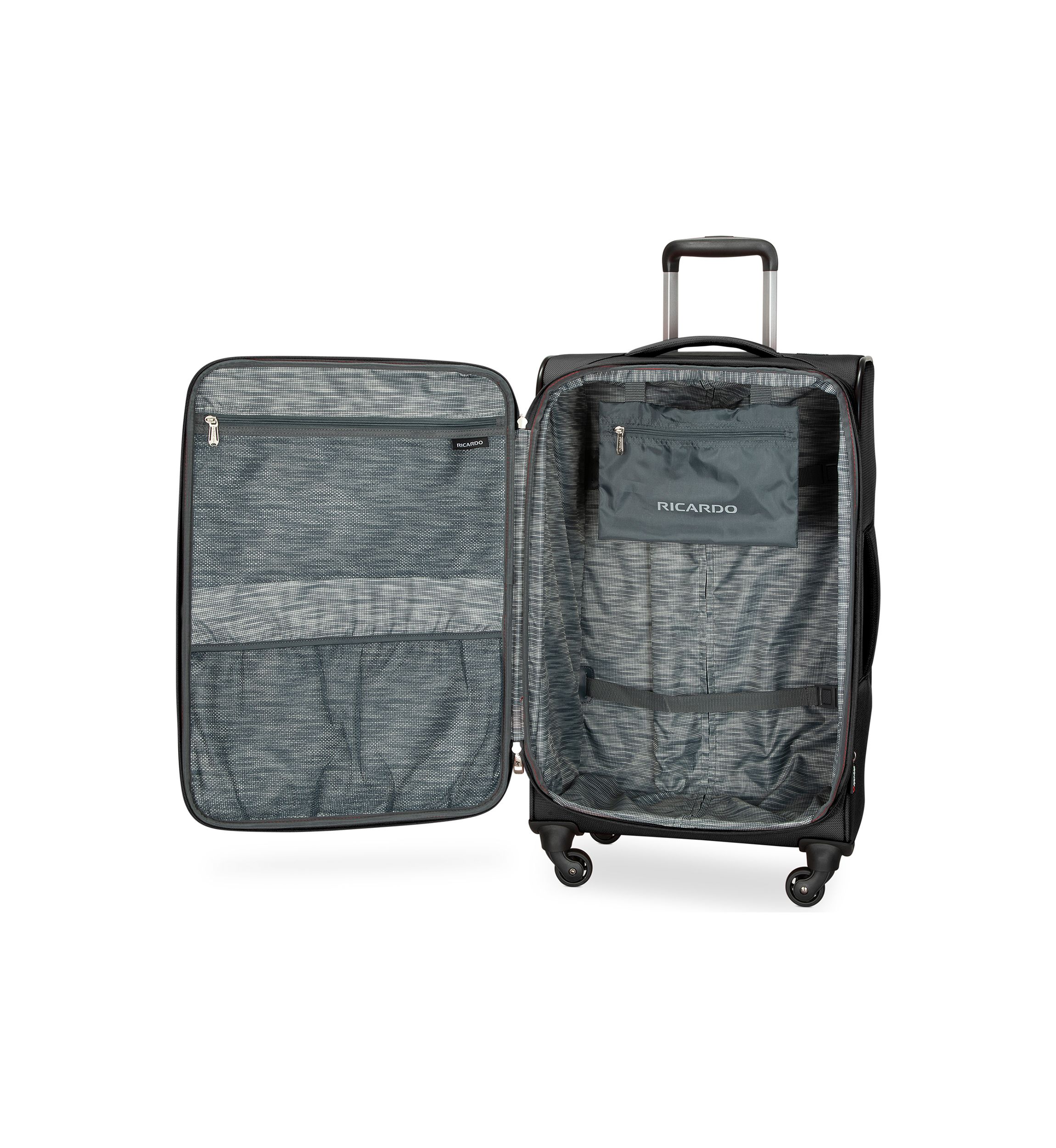Belvista Soft Side Two Piece Travel Set: 20" and 24" Black Spinner Cases