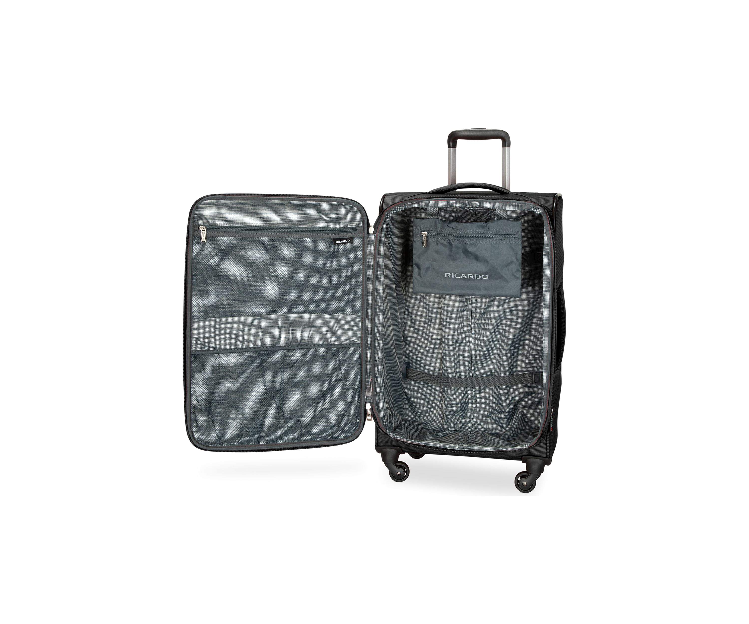 Belvista Soft Side Two Piece Travel Set: 20" and 24" Black Spinner Cases