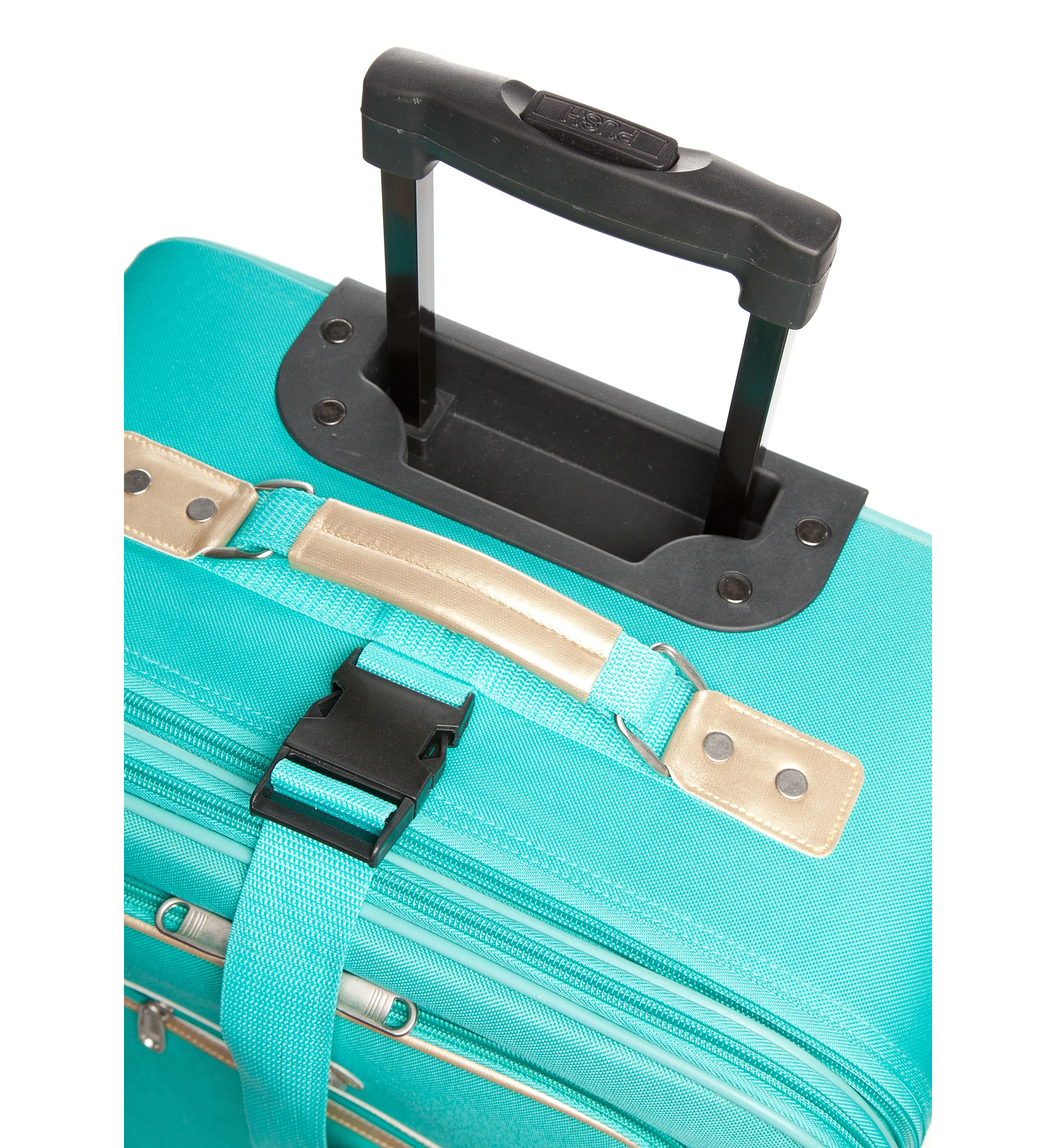 5-Piece Turquoise with Gold Trim Luggage Set