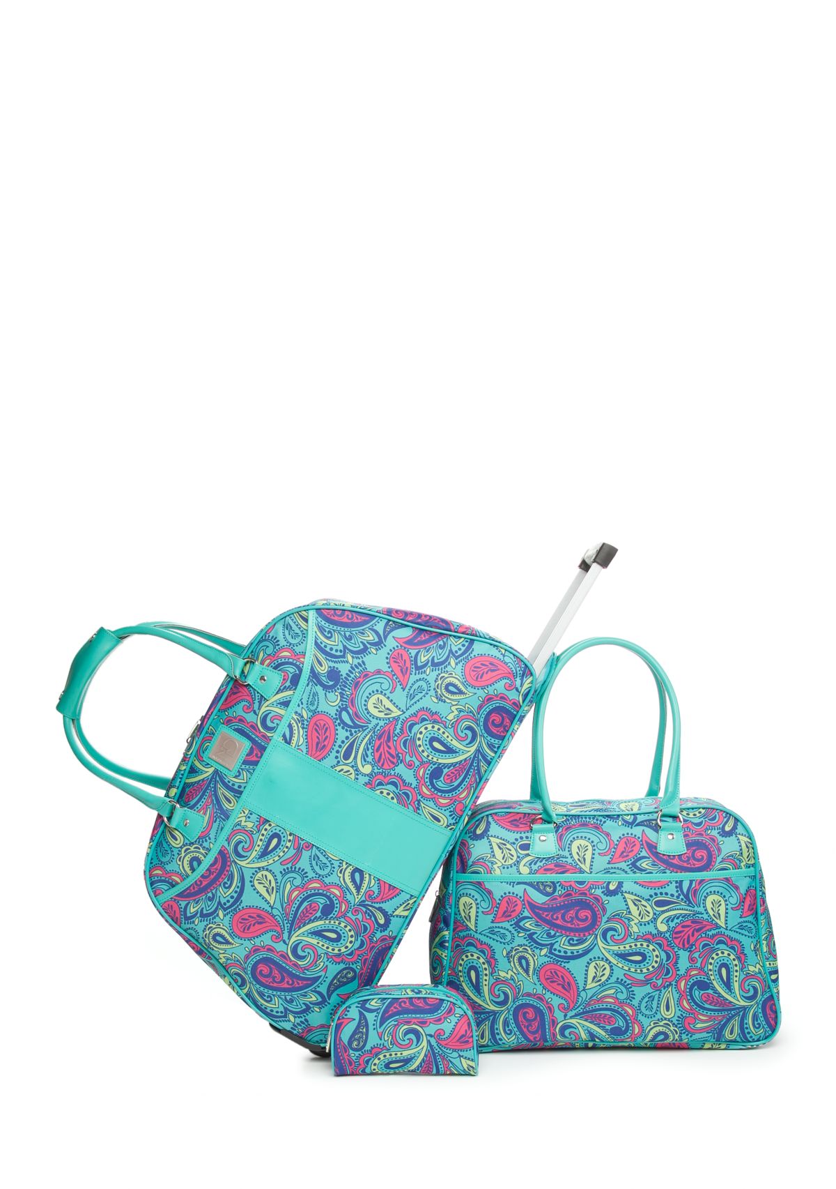 3-Piece Luggage Set - Turquoise Paisley