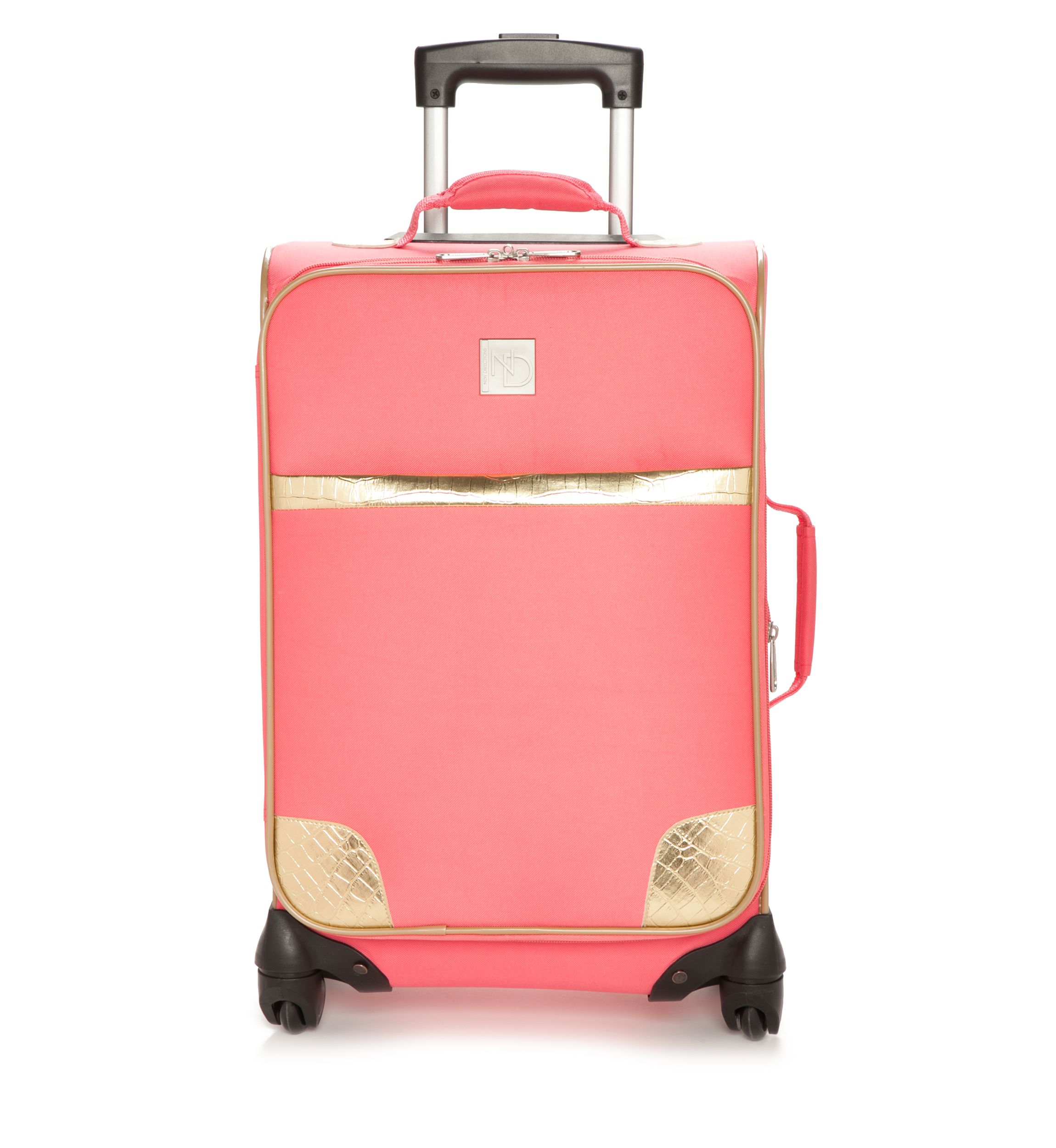 I Fly Free Coral Gold Croc Suitcase