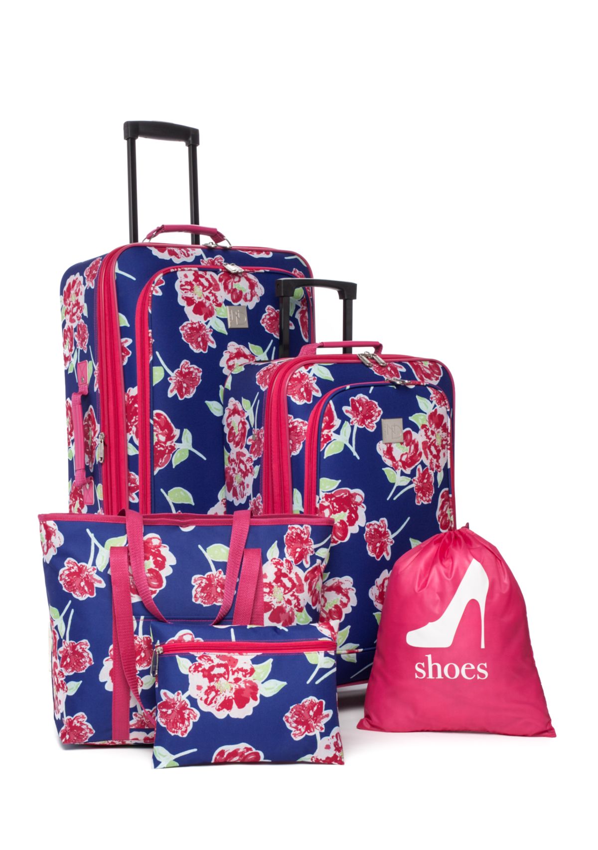 5-pc. Sophie Floral w/ Pink Trim