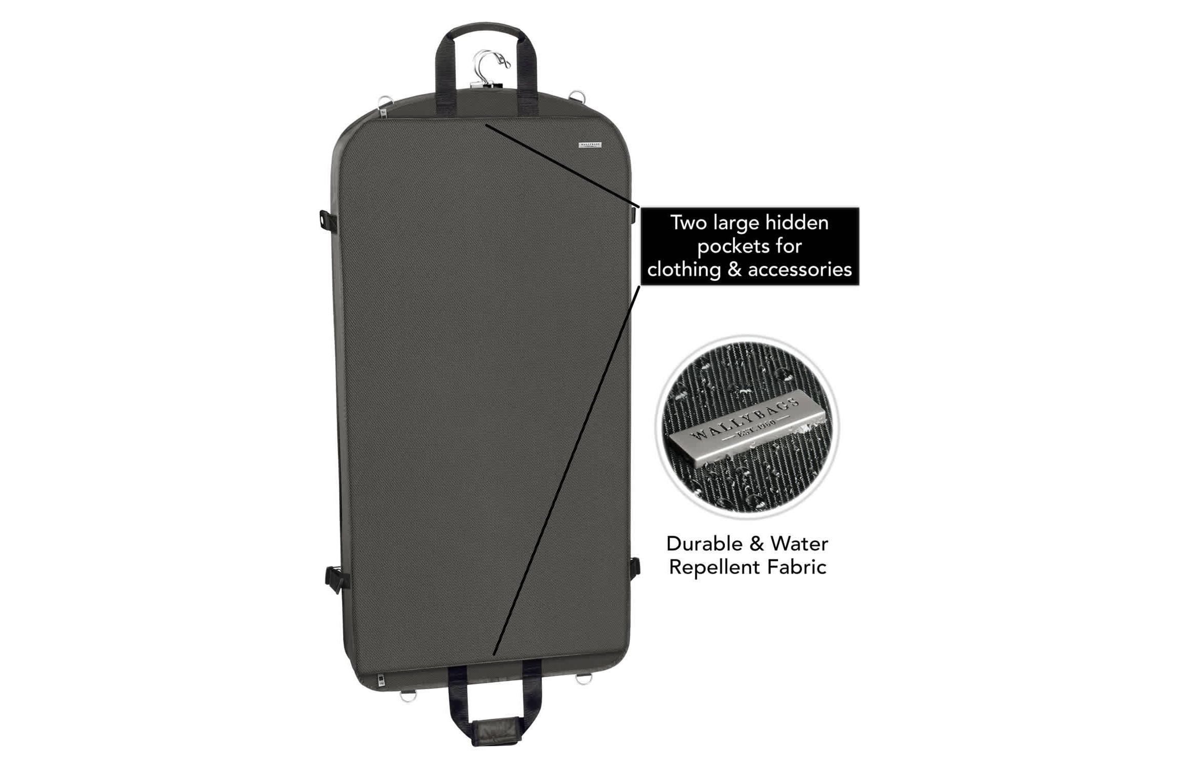 WallyBags 42" Premium Travel Garment Bag with Shoulder Strap