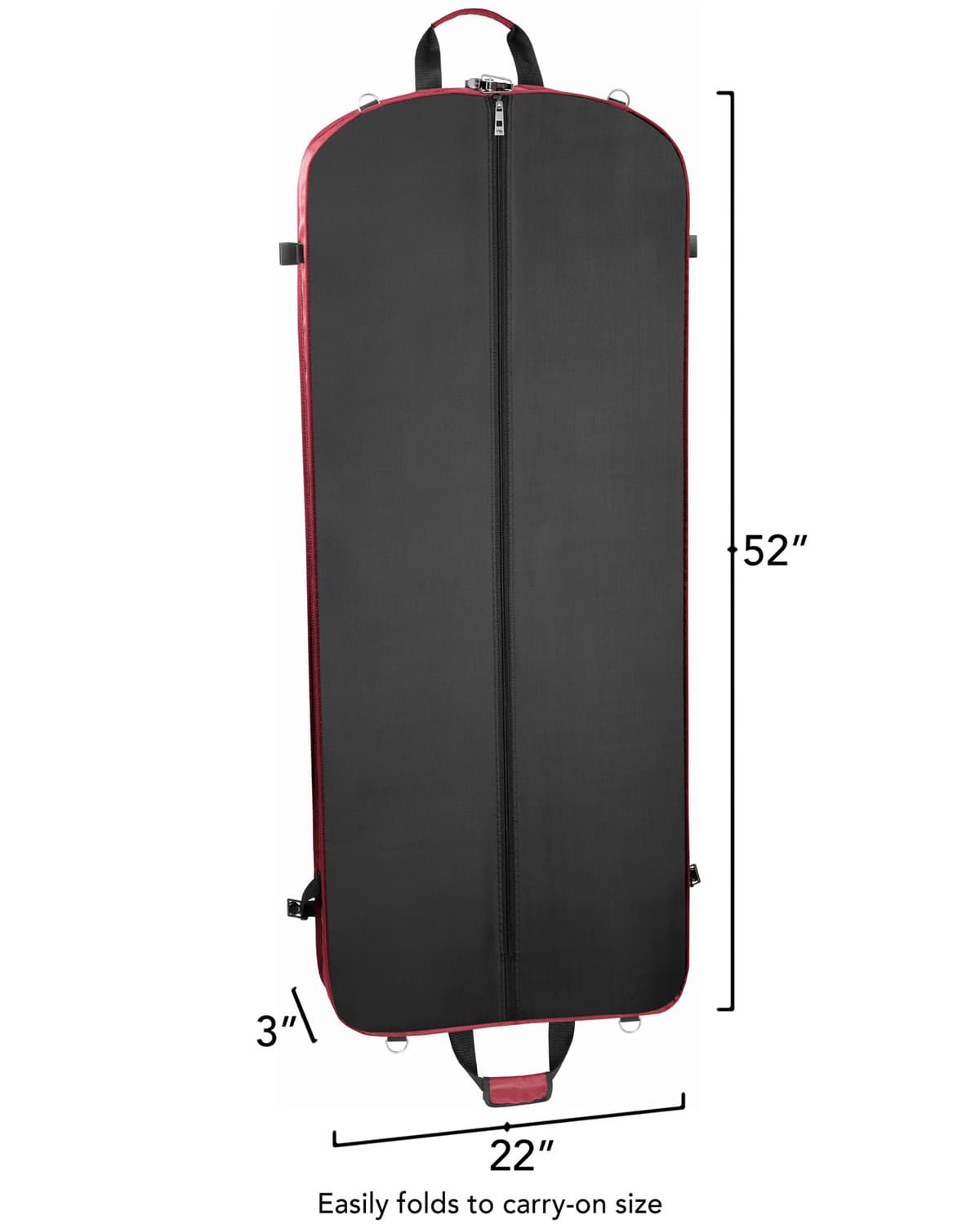 WallyBags 52" Premium Travel Garment Bag with shoulder strap and two large pockets