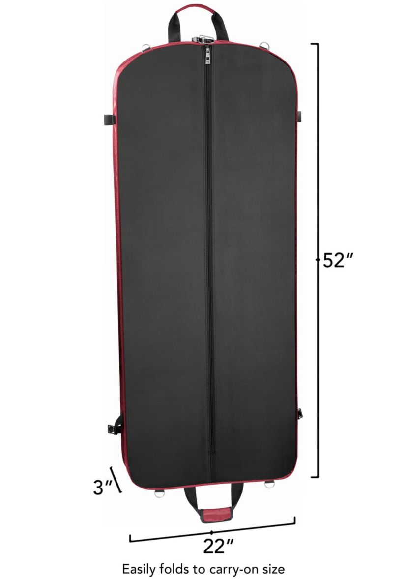 WallyBags 52" Premium Travel Garment Bag with shoulder strap and two large pockets