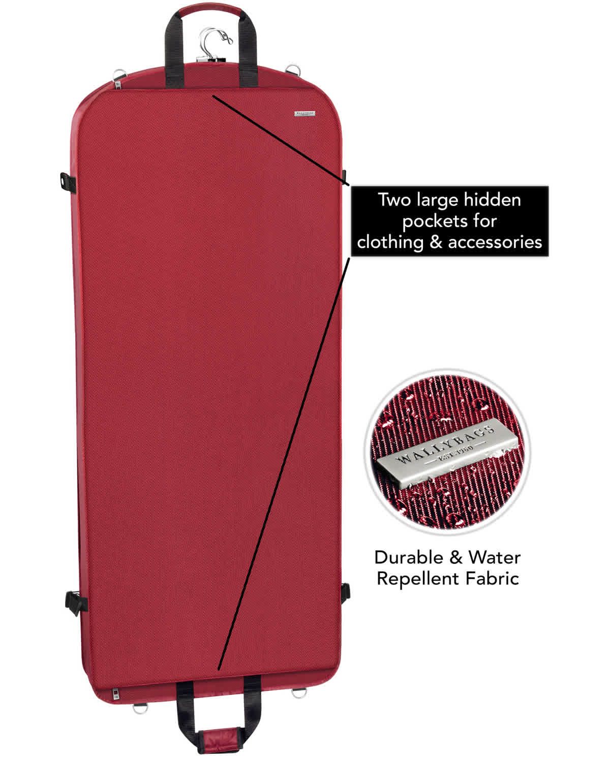 WallyBags 52" Premium Travel Garment Bag with shoulder strap and two large pockets