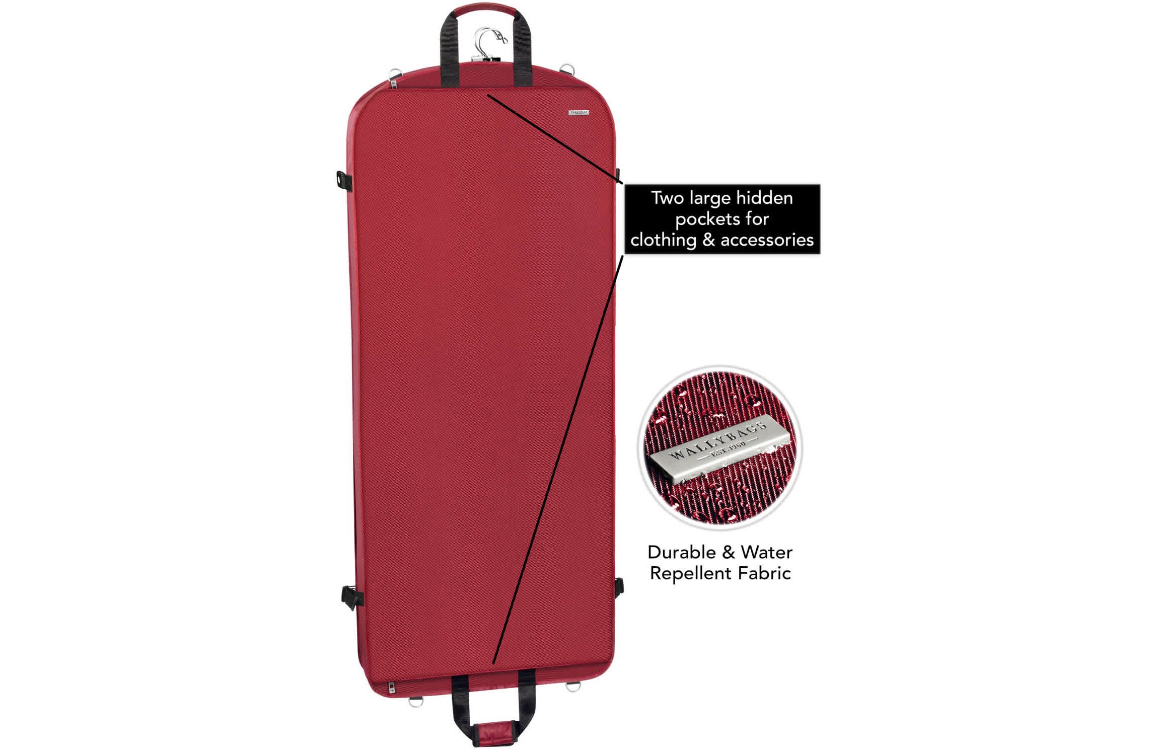 WallyBags 52" Premium Travel Garment Bag with shoulder strap and two large pockets
