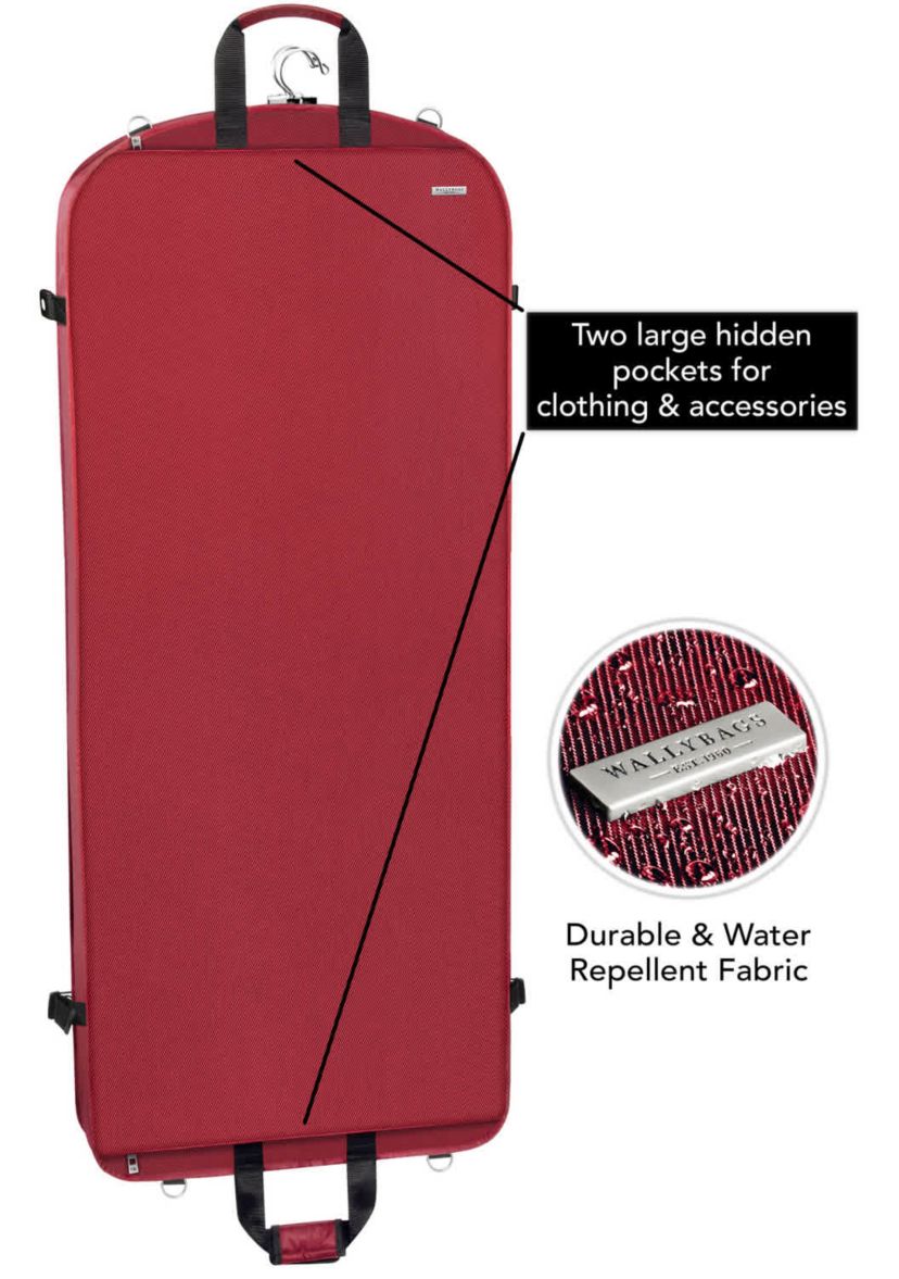 WallyBags 52" Premium Travel Garment Bag with shoulder strap and two large pockets