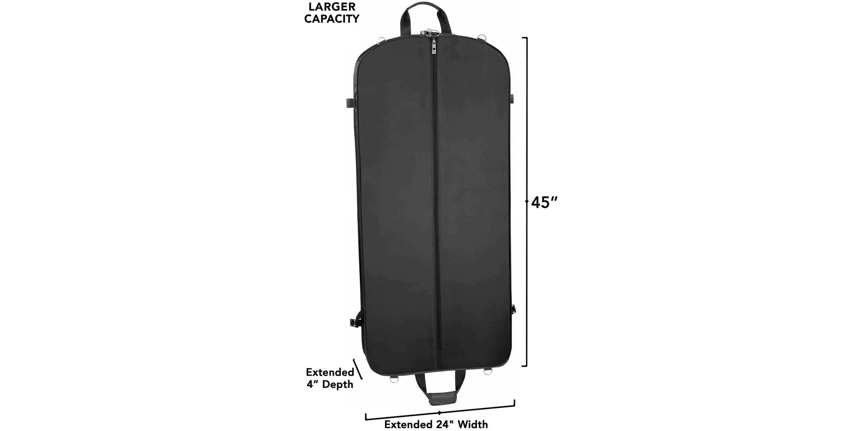 45" Premium Extra Wide Garment Bag with shoulder strap and two large pockets