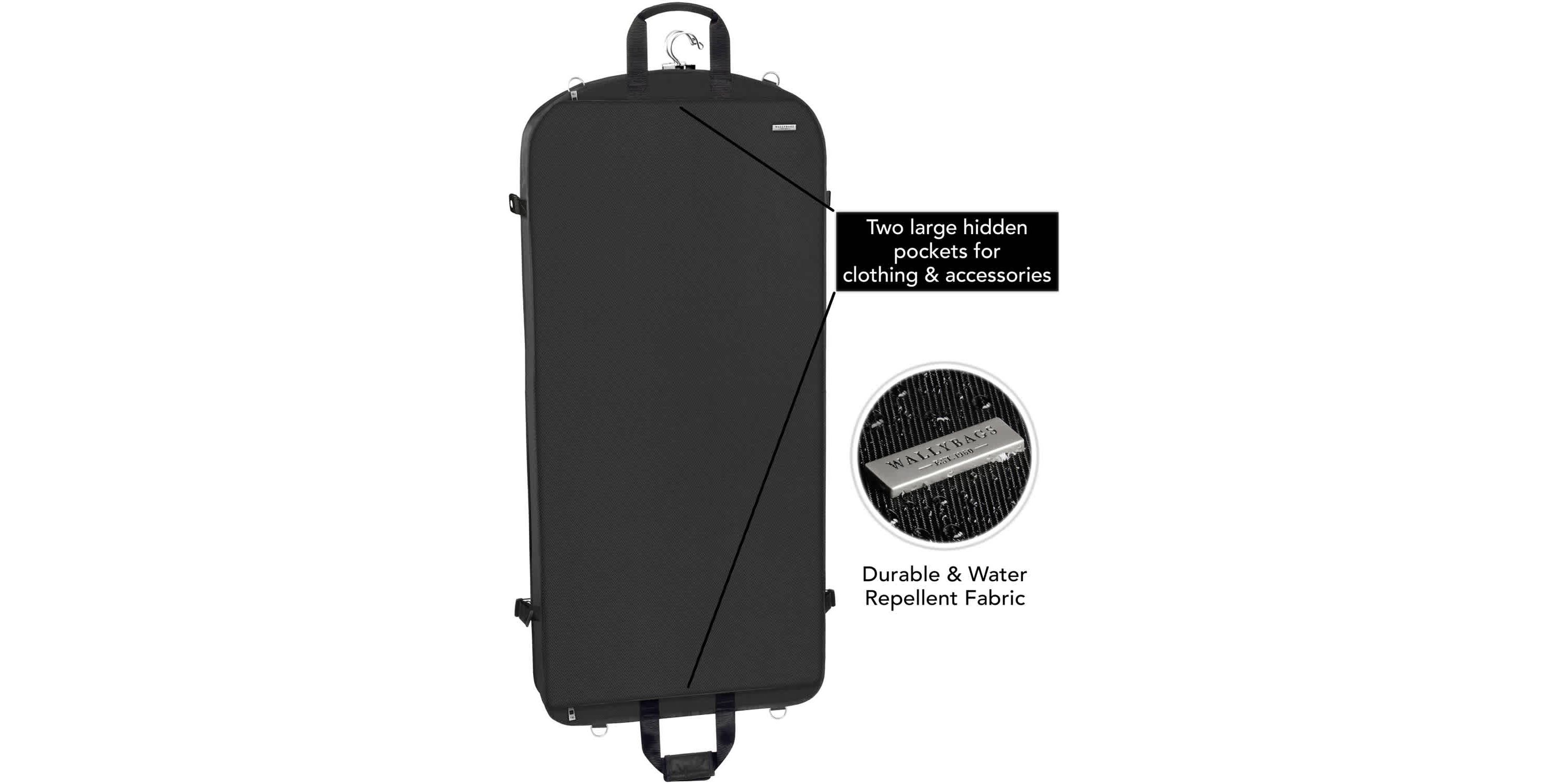 45" Premium Extra Wide Garment Bag with shoulder strap and two large pockets