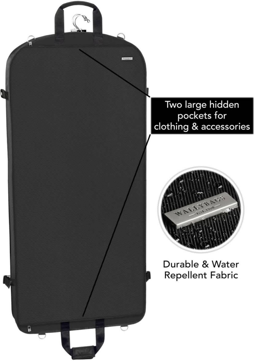 45" Premium Extra Wide Garment Bag with shoulder strap and two large pockets