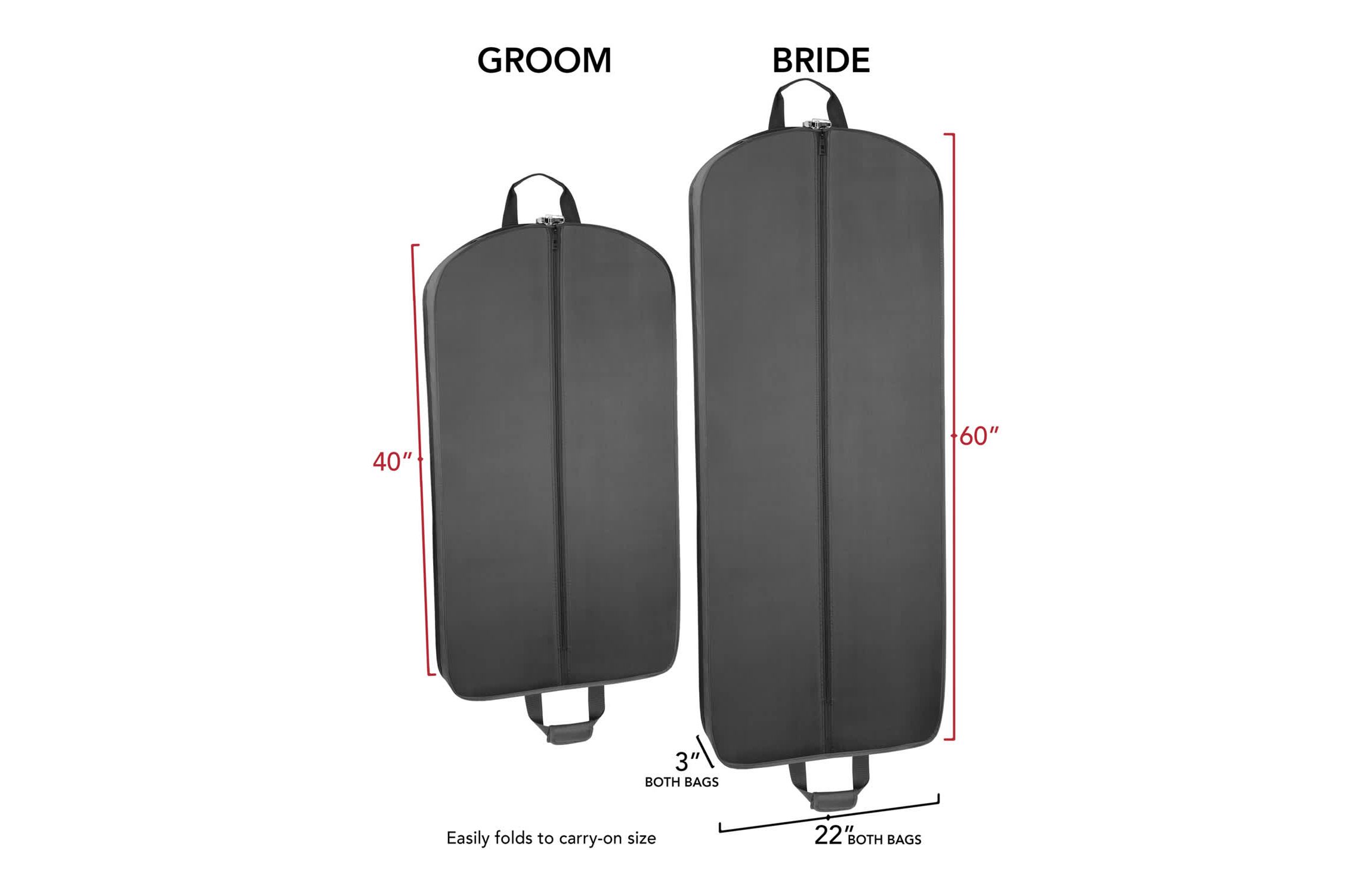 WallyBags Bride & Groom 60" Deluxe Travel Garment Bag and 40" Deluxe Travel Garment Bag
