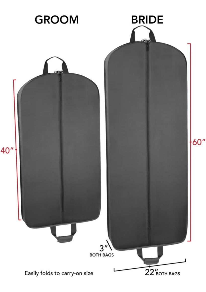 WallyBags Bride & Groom 60" Deluxe Travel Garment Bag and 40" Deluxe Travel Garment Bag