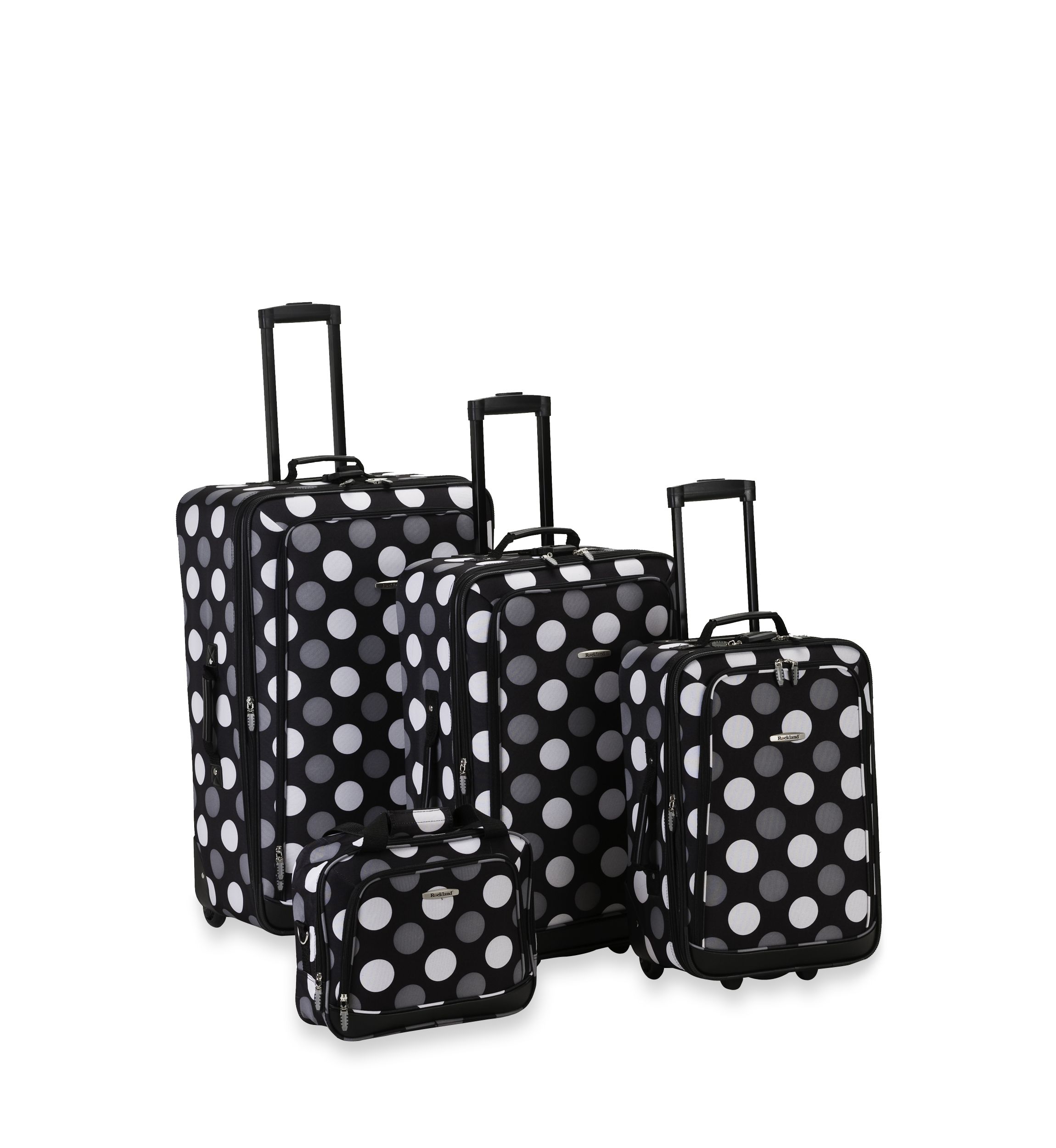 4 Piece Printed Luggage Set - Black Cross