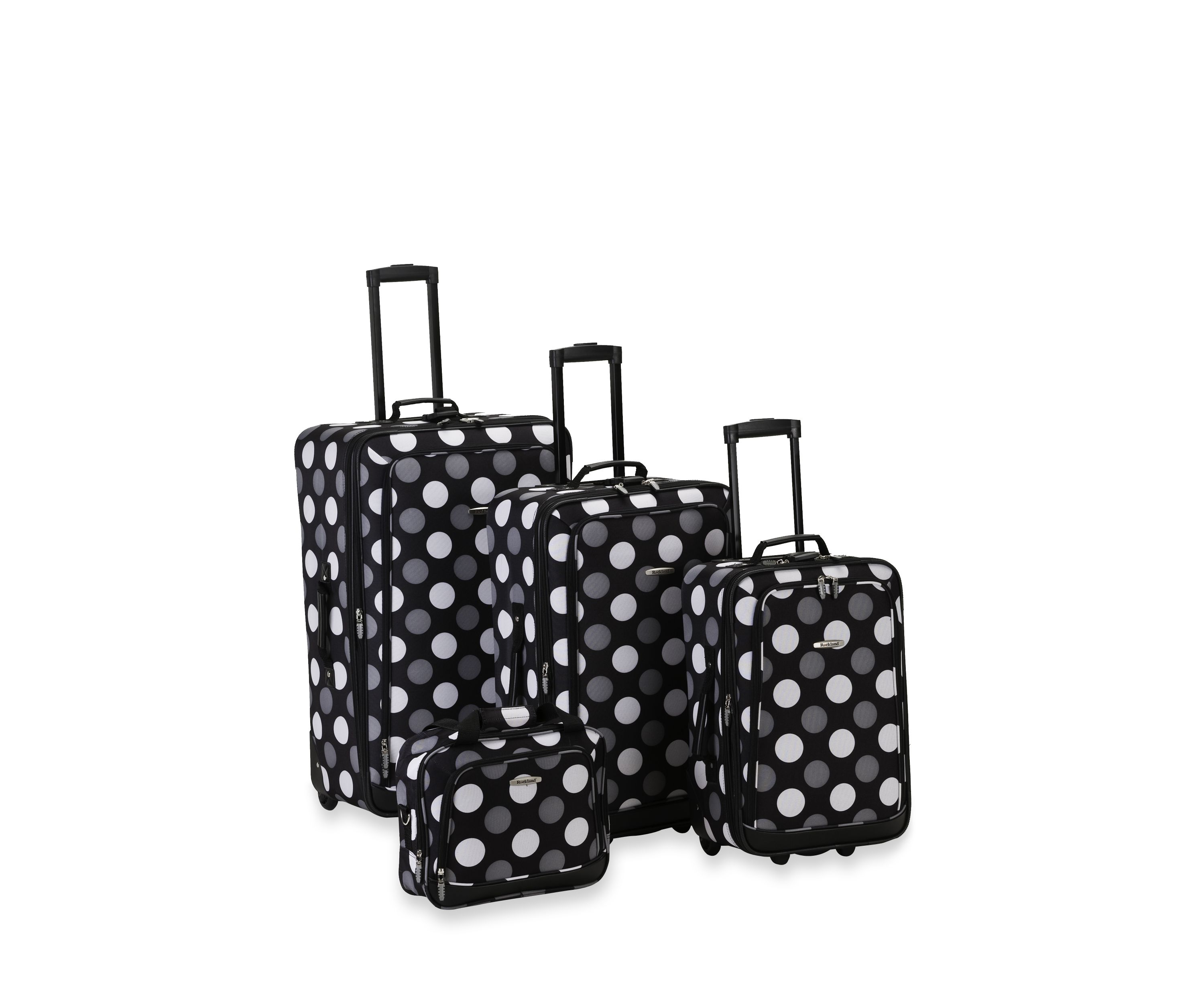 4 Piece Printed Luggage Set - Black Cross