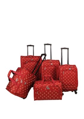 American Flyer Fleur de lis 5-Piece Spinner Luggage Set