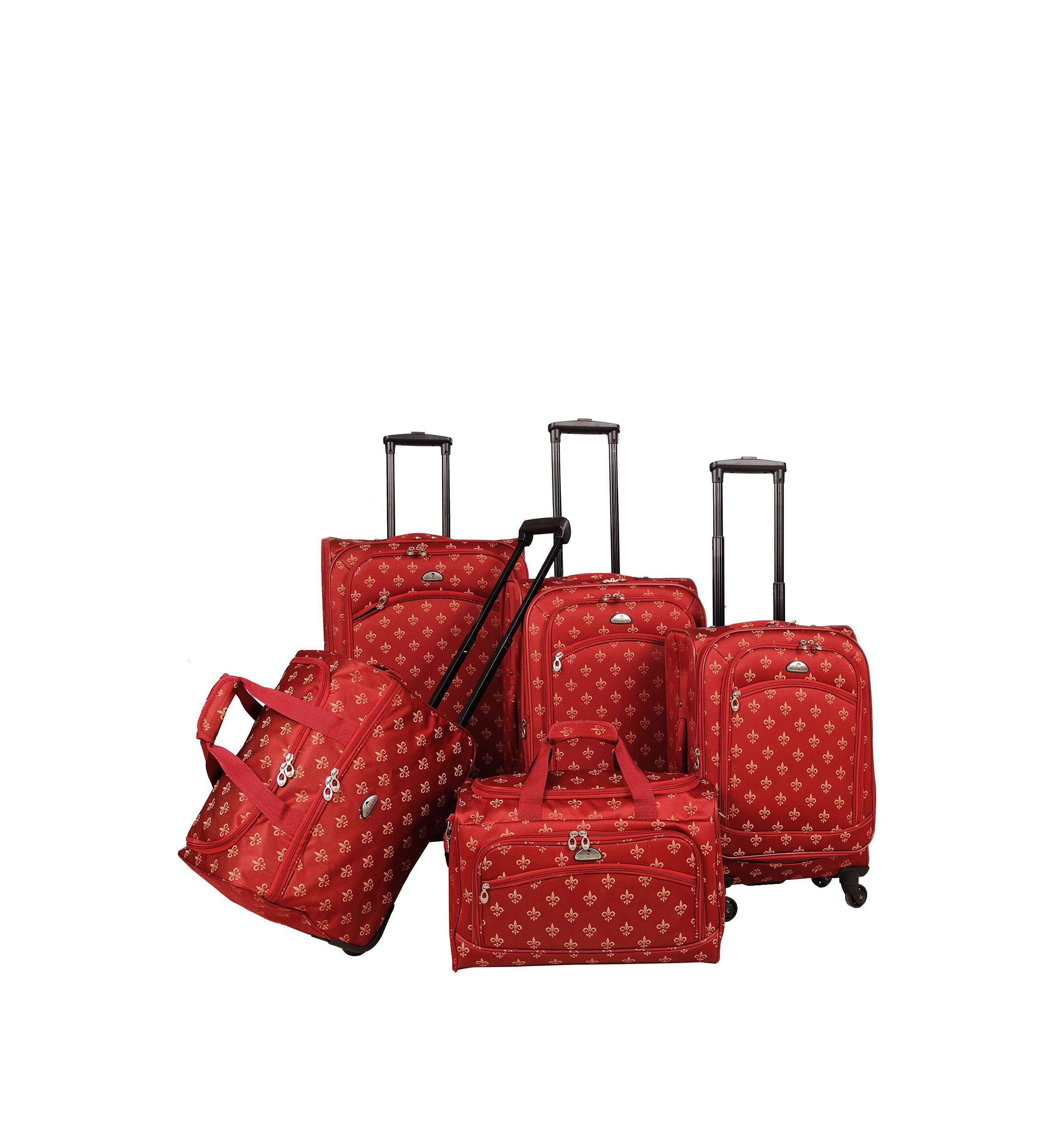 American Flyer Fleur de Lis 5-Piece Spinner Luggage Set