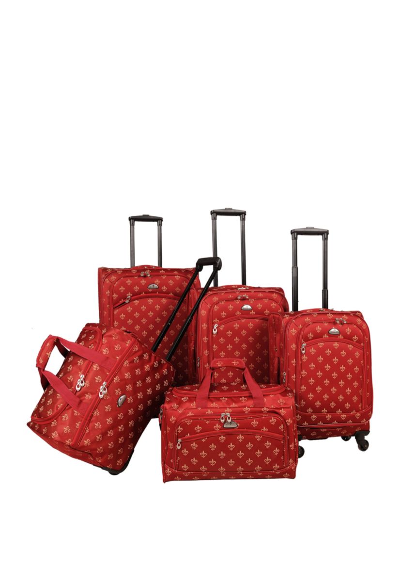 American Flyer Fleur de Lis 5-Piece Spinner Luggage Set