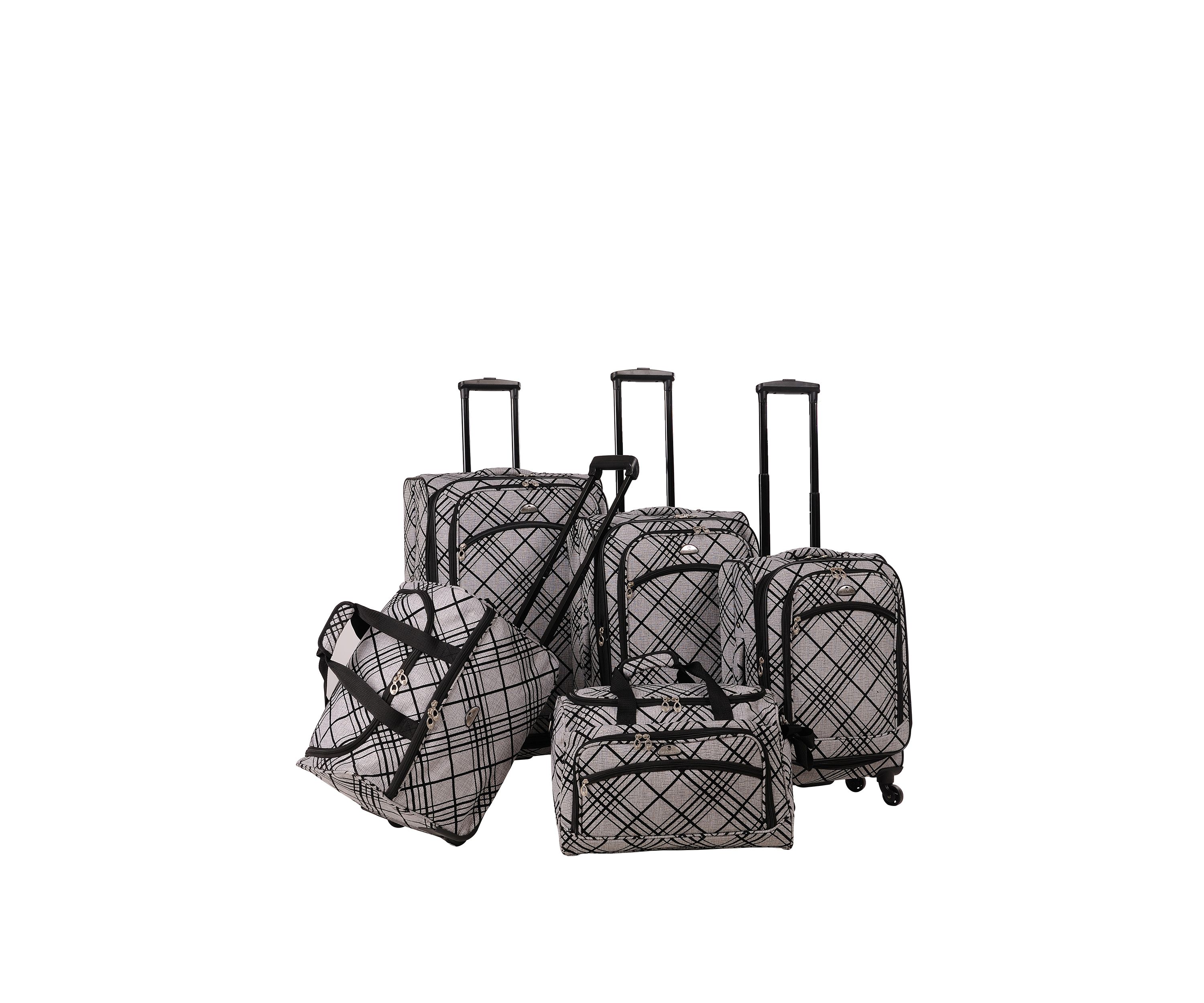 American Flyer Silver Stripes 5-Piece Spinner Luggage Set